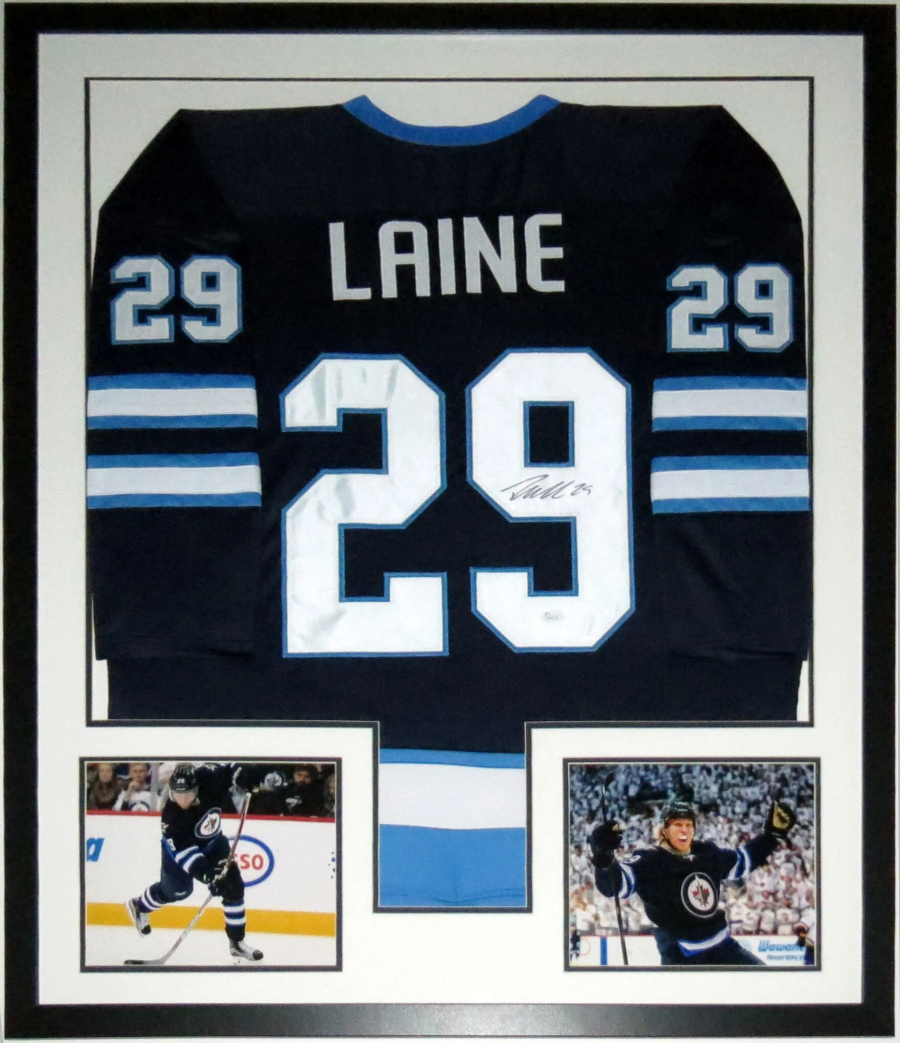 Patrik Laine Signed Winnipeg Jets Jersey - JSA COA Authenticated - Professionally Framed &amp; 2 8x10 Photo 34x42
