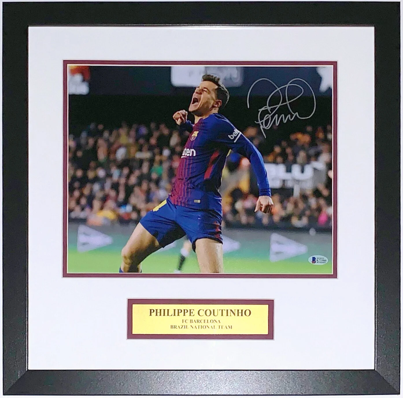 Philippe Coutinho Signed FC Barcelona 11x14 Photo Beckett Authentication Services BAS COA - Professionally Framed and Plate