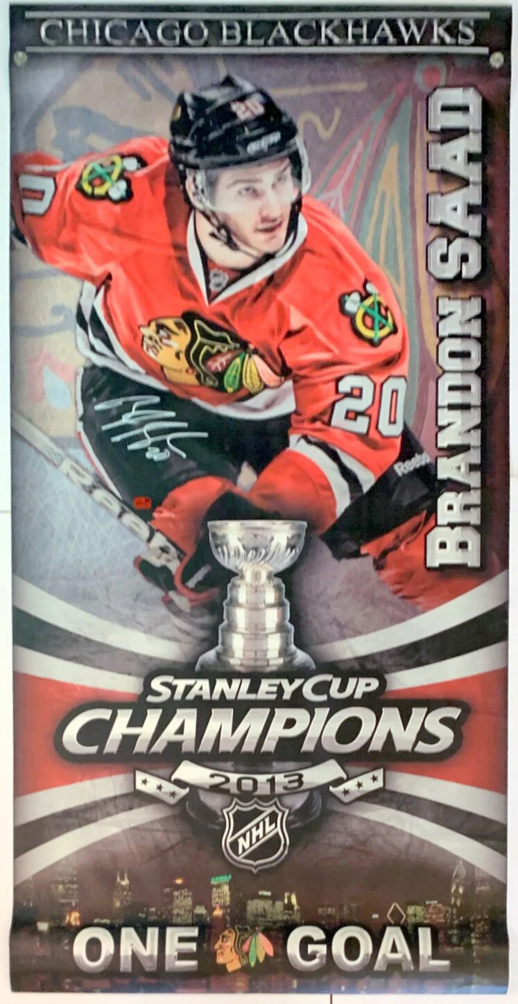 Brandon Saad Signed Chicago Blackhawks 2013 Stanley Cup Championship Parade 57x24 Banner - YSMS COA Authenticated