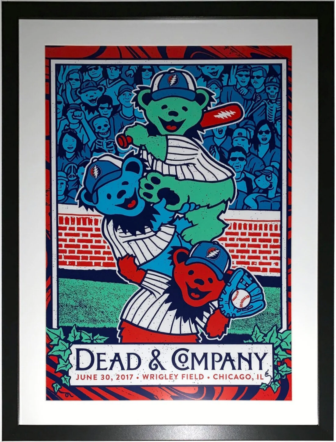 Grateful Dead and Company Wrigley Field, Chicago 6/30/17 2017 18x24 Tour Poster - Professionally Framed