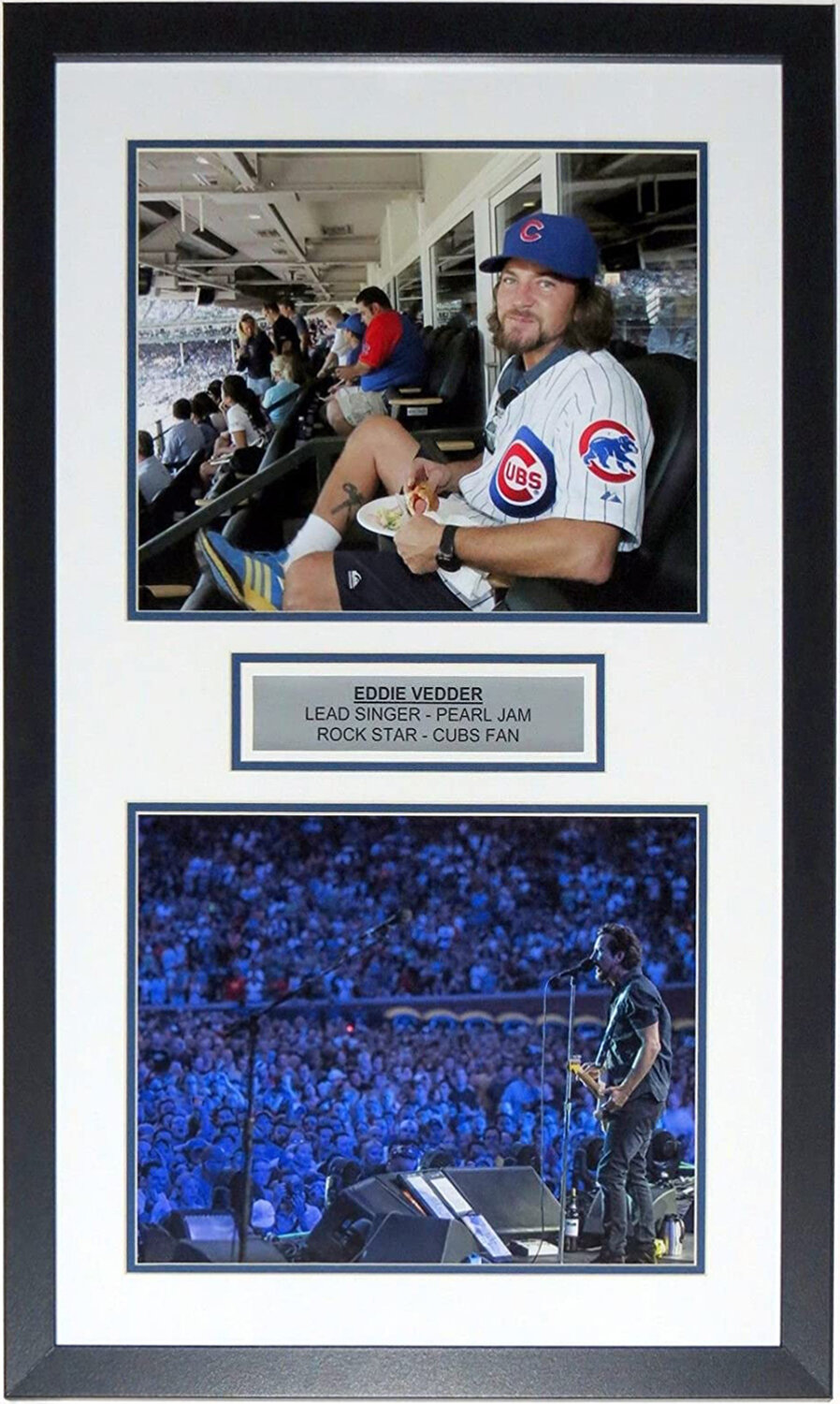 Bleachers Sports Music & Framing — Eddie Vedder Chicago Cubs Wrigley Field  Pearl Jam 11x14 Photo Set – Professionally Framed & Plate