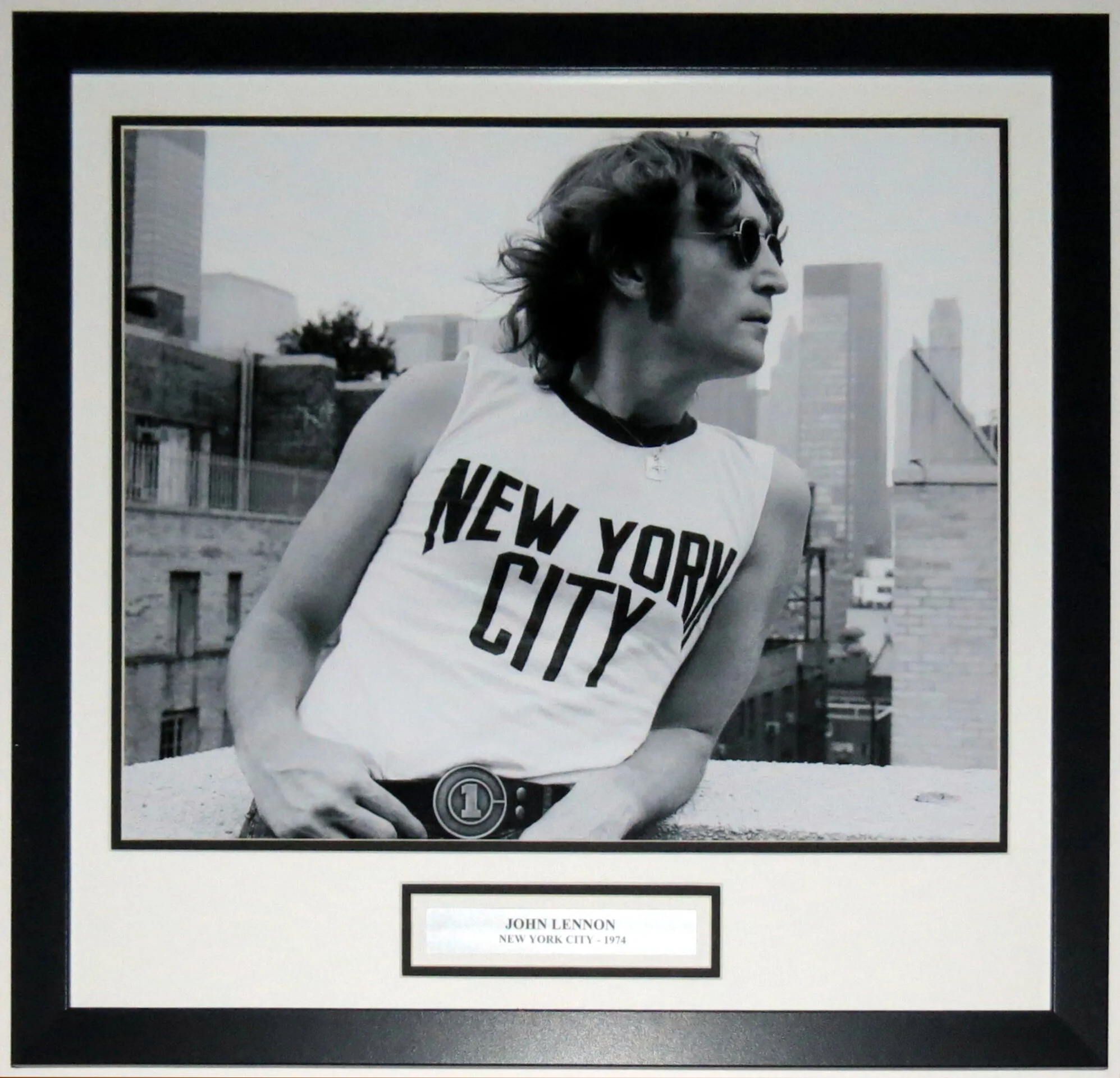 John Lennon 1974 New York City The Beatles 16x20 Photo - Professionally Framed &amp; Plate