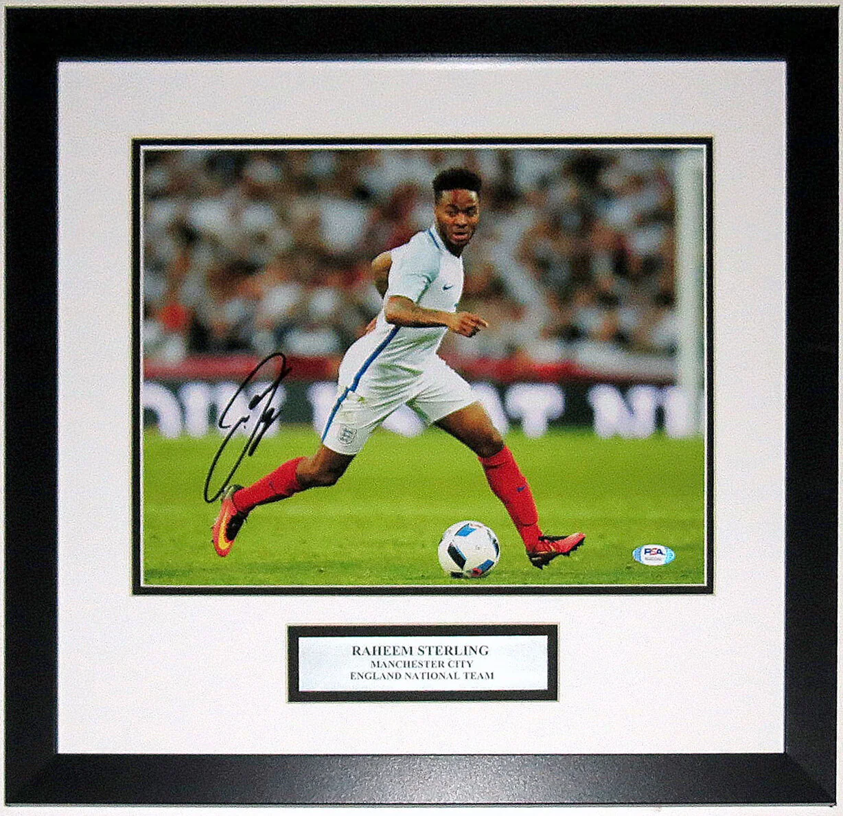 Raheem Sterling England Manchester City 11x14 Photo - PSA DNA COA Authenticated - Professionally Framed and Plate