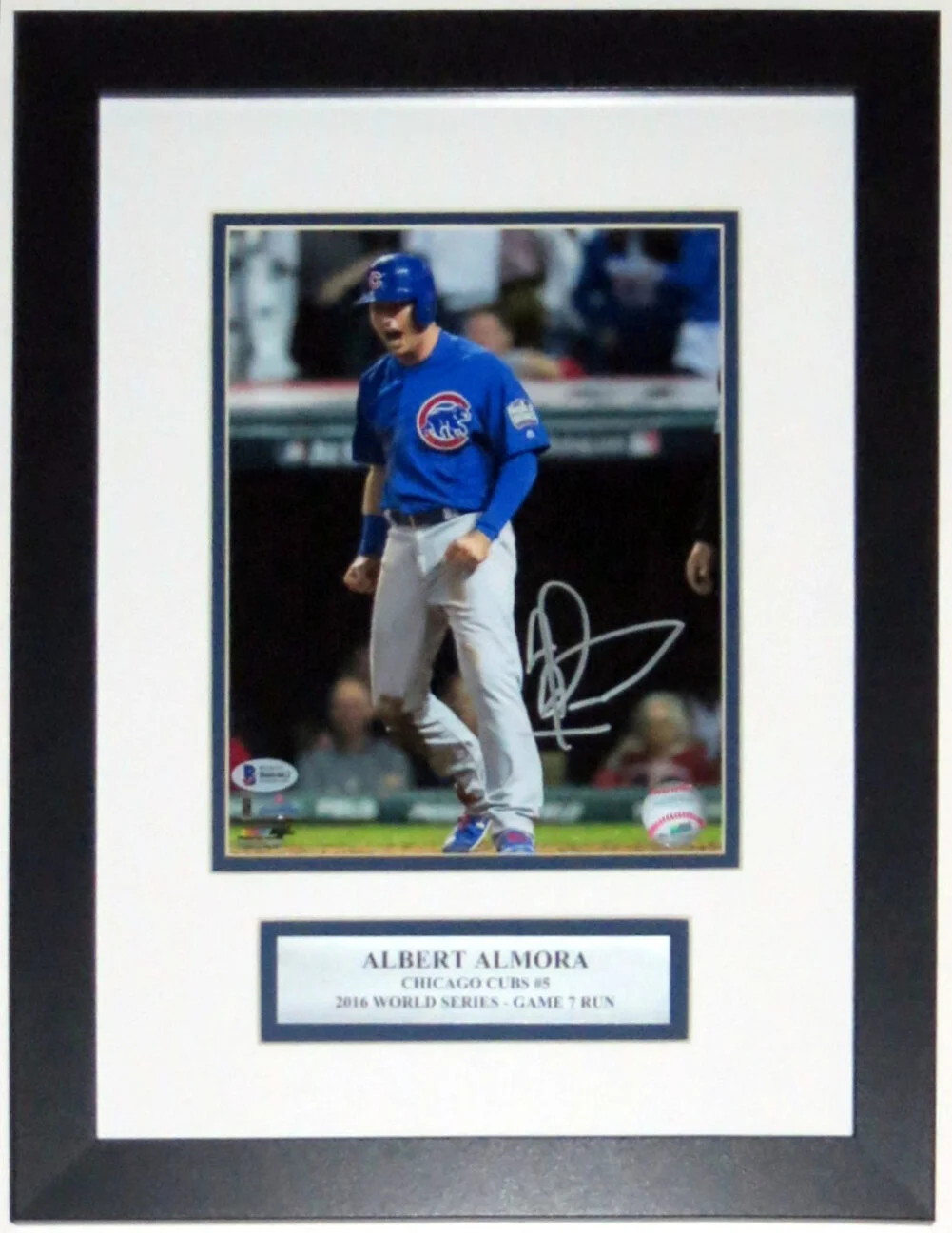 Albert Almora Signed Chicago Cubs 2016 World Series Game 7 8x10 Photo - Beckett Authentication Services BAS COA Authenticated - Professionally Framed and Plate