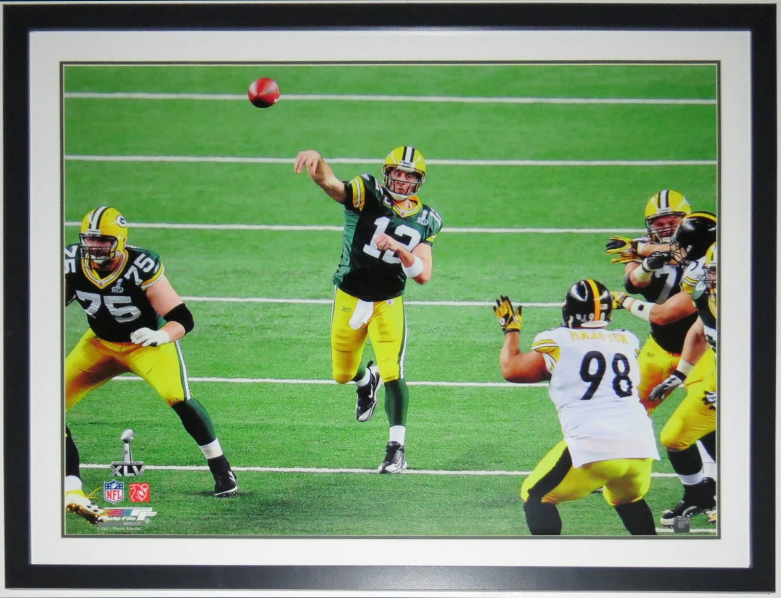 Aaron Rodgers Green Bay Packers Super Bowl XLV 40x50 Photo Canvas - Professionally Framed