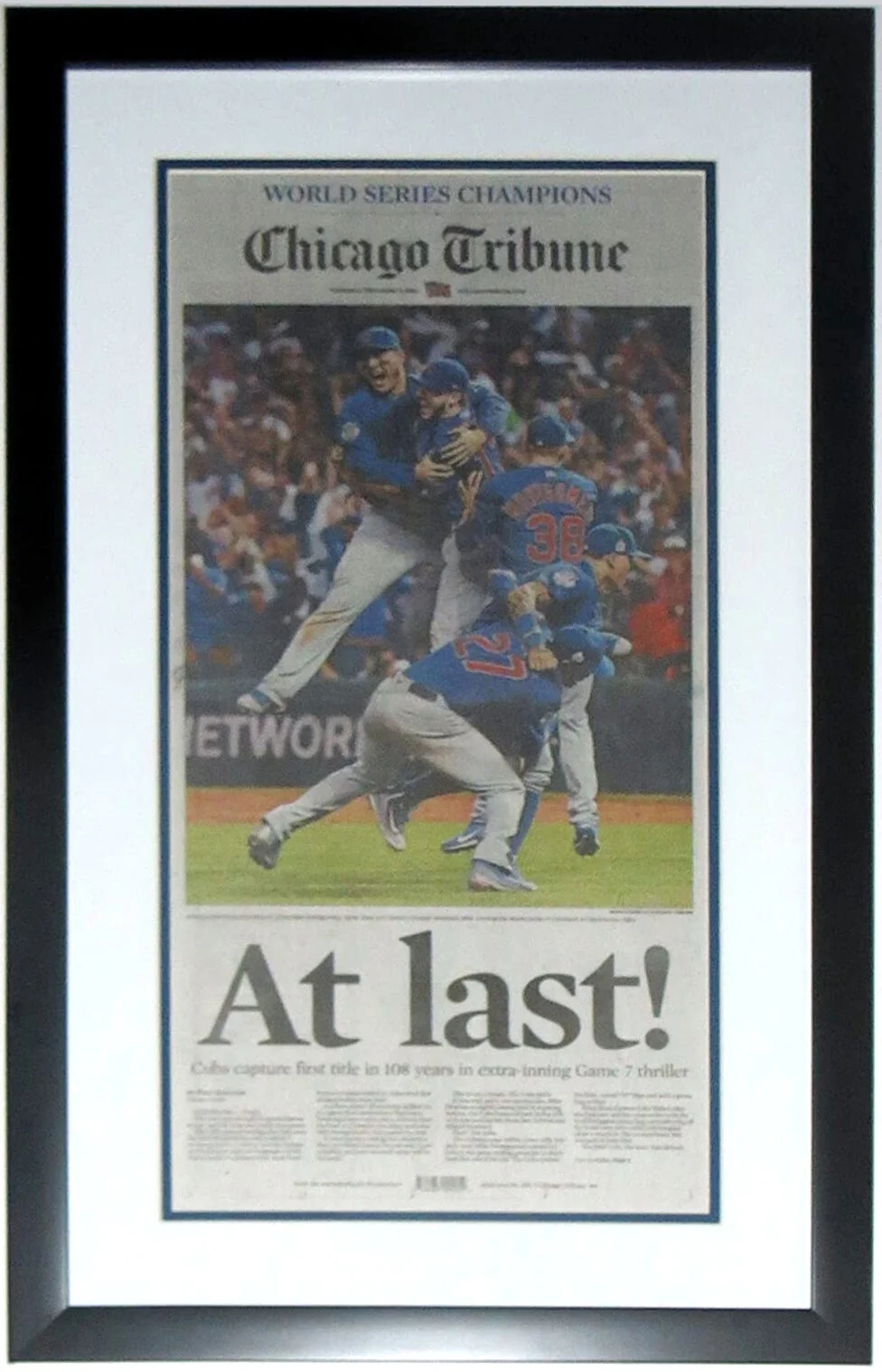 Bleachers Sports Music Framing Chicago Cubs 16 World Series Champions Chicago Tribune Newspaper 11 3 16 Professionally Framed
