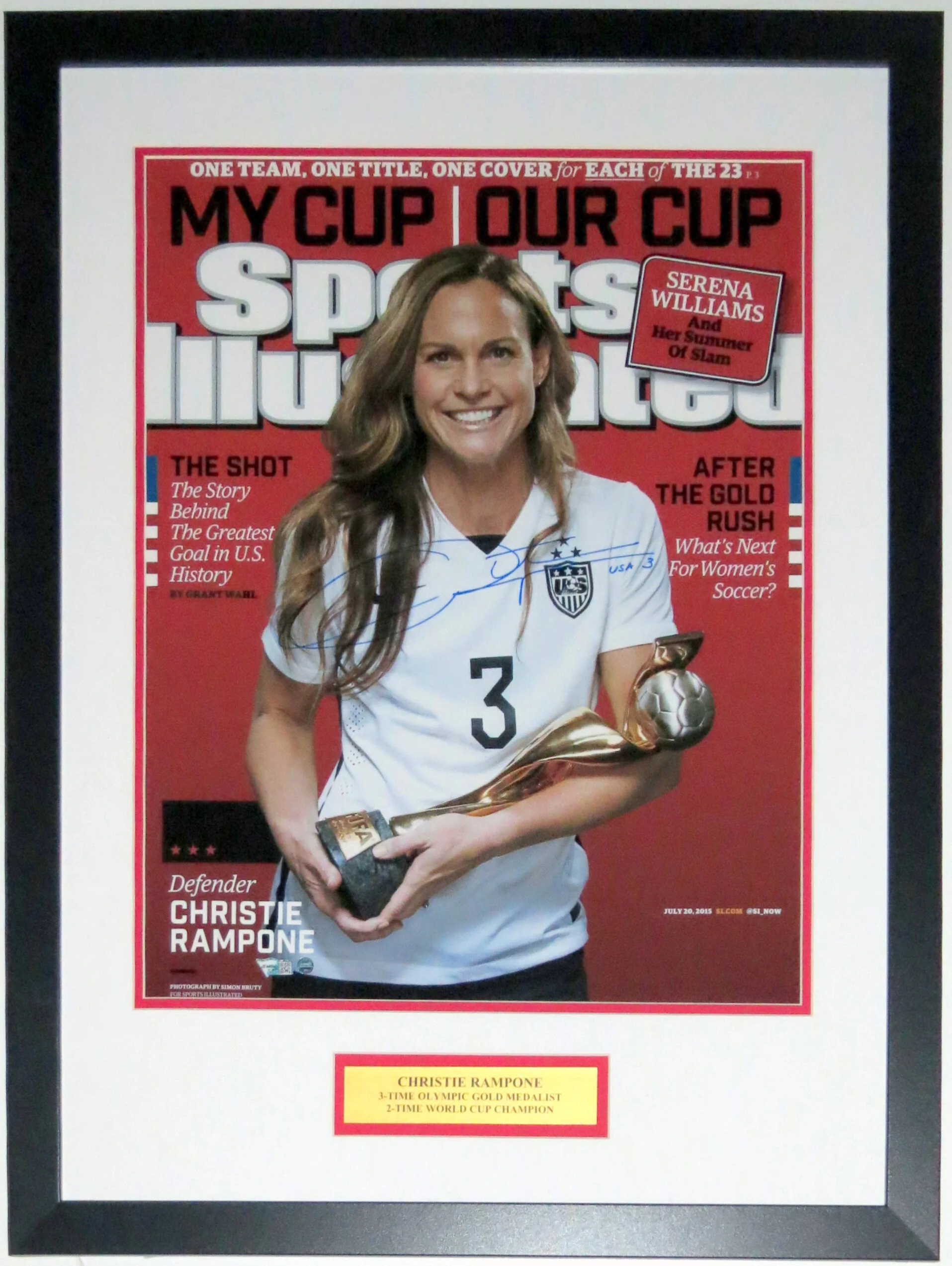 Christie Rampone Signed Team USA World Cup 18x24 Photo - Fanatics COA Authenticated - Professionally Framed &amp; Plate