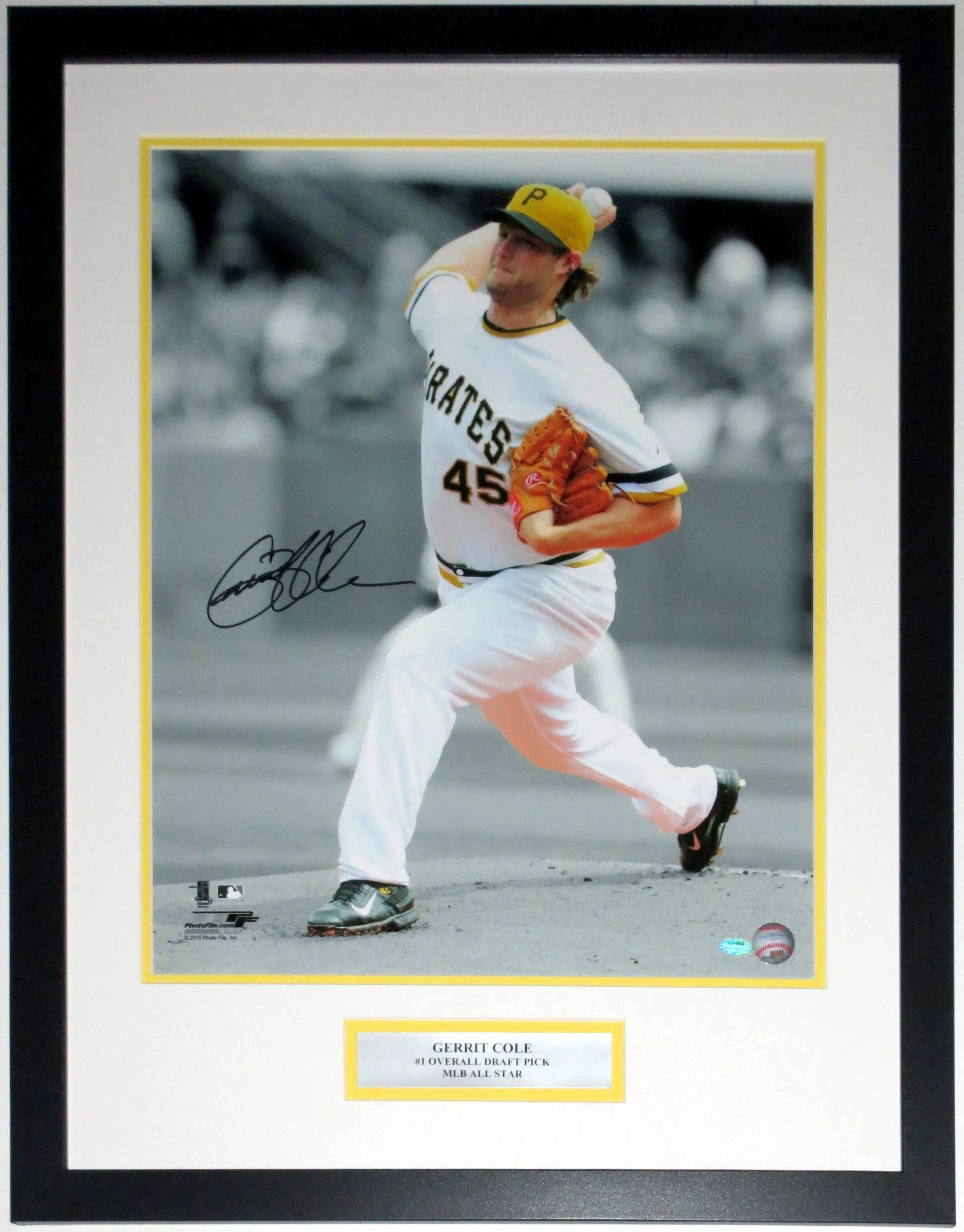 Gerrit Cole Signed Rookie Year 16x20 Photo - Schwartz Sports COA - Professionally Framed &amp; Plate