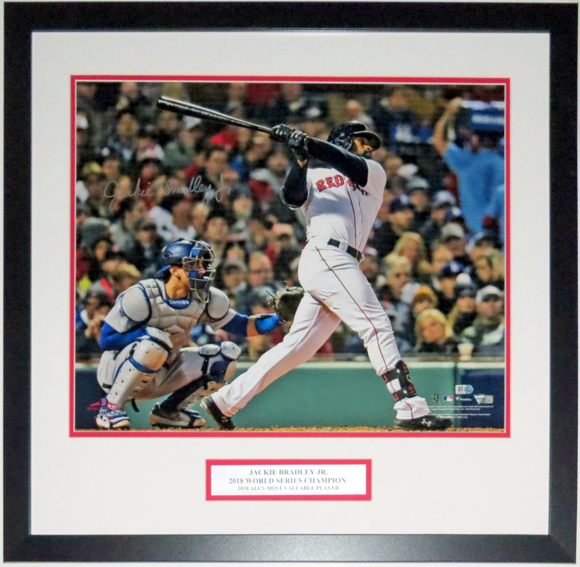 Jackie Bradley Jr Signed Boston Red Sox 2018 World Series 16x20 Photo - Fanatics and MLB COA Authenticated - Professionally Framed and MVP Plate
