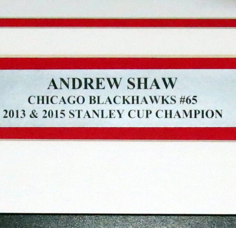 Beckett Andrew Shaw Signed Blackhawks Stanley Cup Collage 8x10 Photo