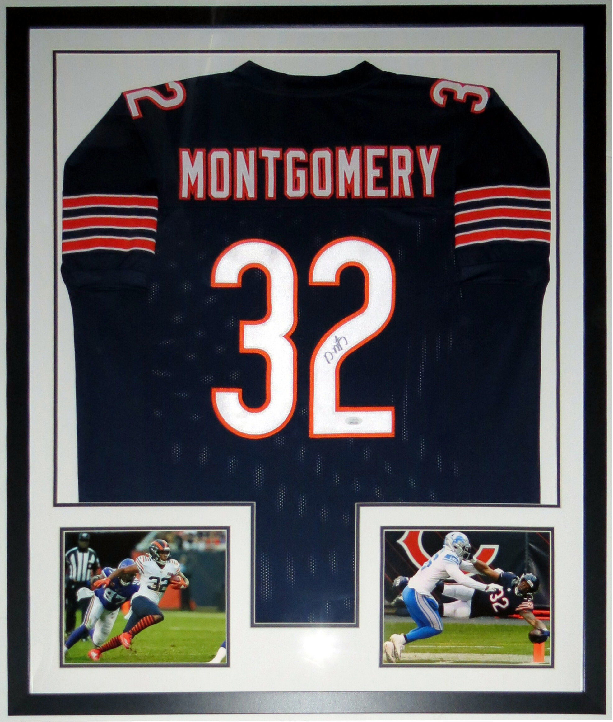 David Montgomery Signed Chicago Bears Jersey - JSA COA Authenticated - Professionally Framed and 2 8x10 Photo 34x42