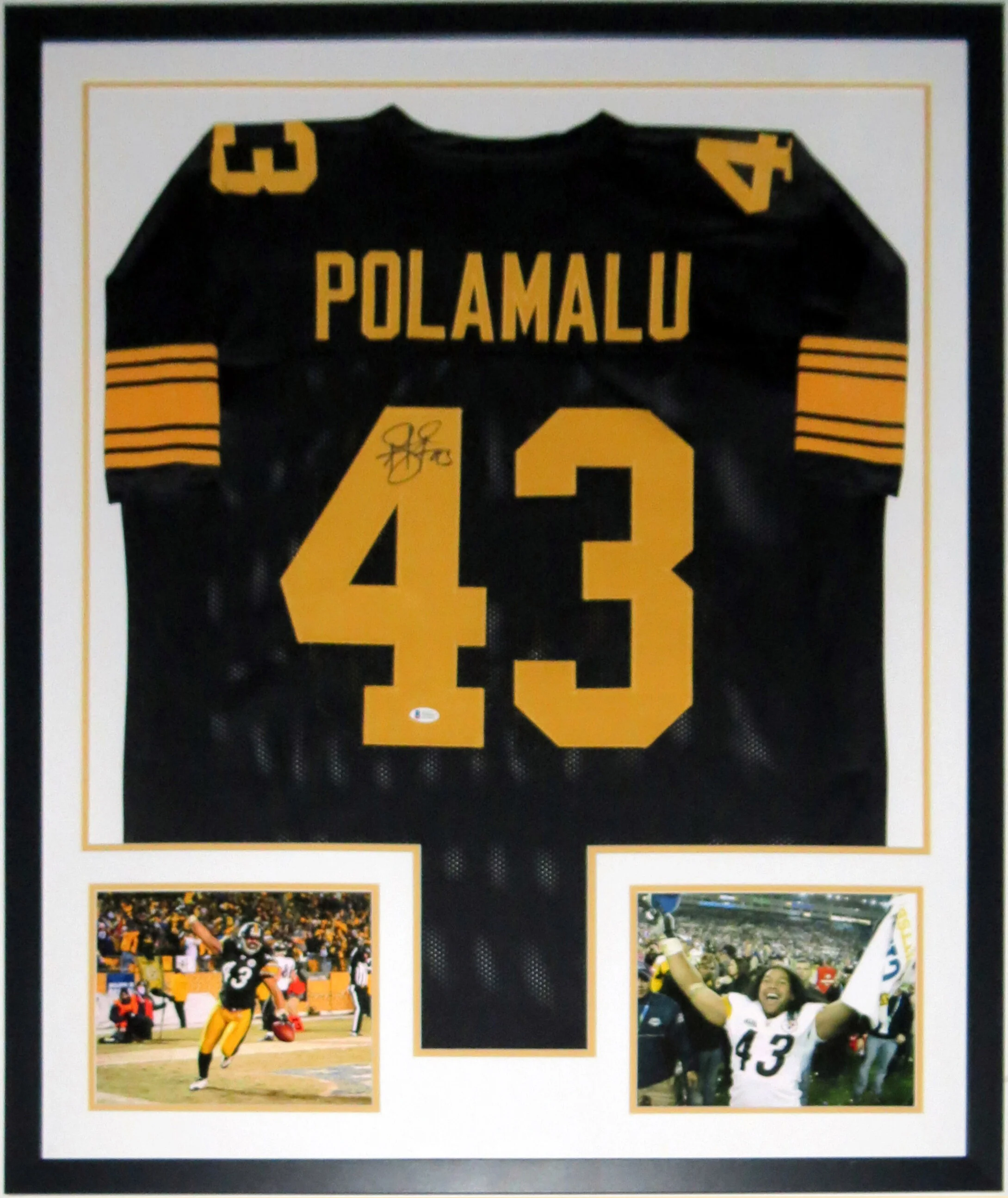 Troy Polamalu Autographed Pittsburgh Steelers Jersey - Beckett BAS COA - Professionally Framed and 8x10 Photo