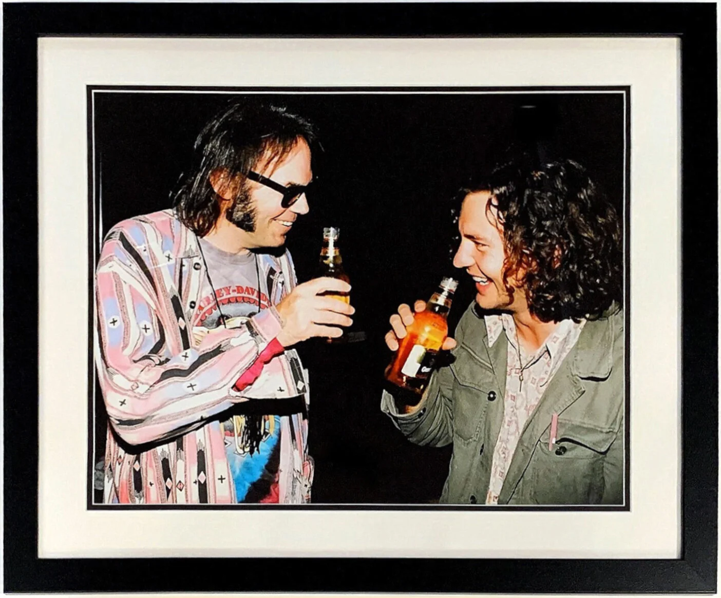 Eddie Vedder and Neil Young Backstage 1993 Concert 16x20 Photo - Professionally Framed