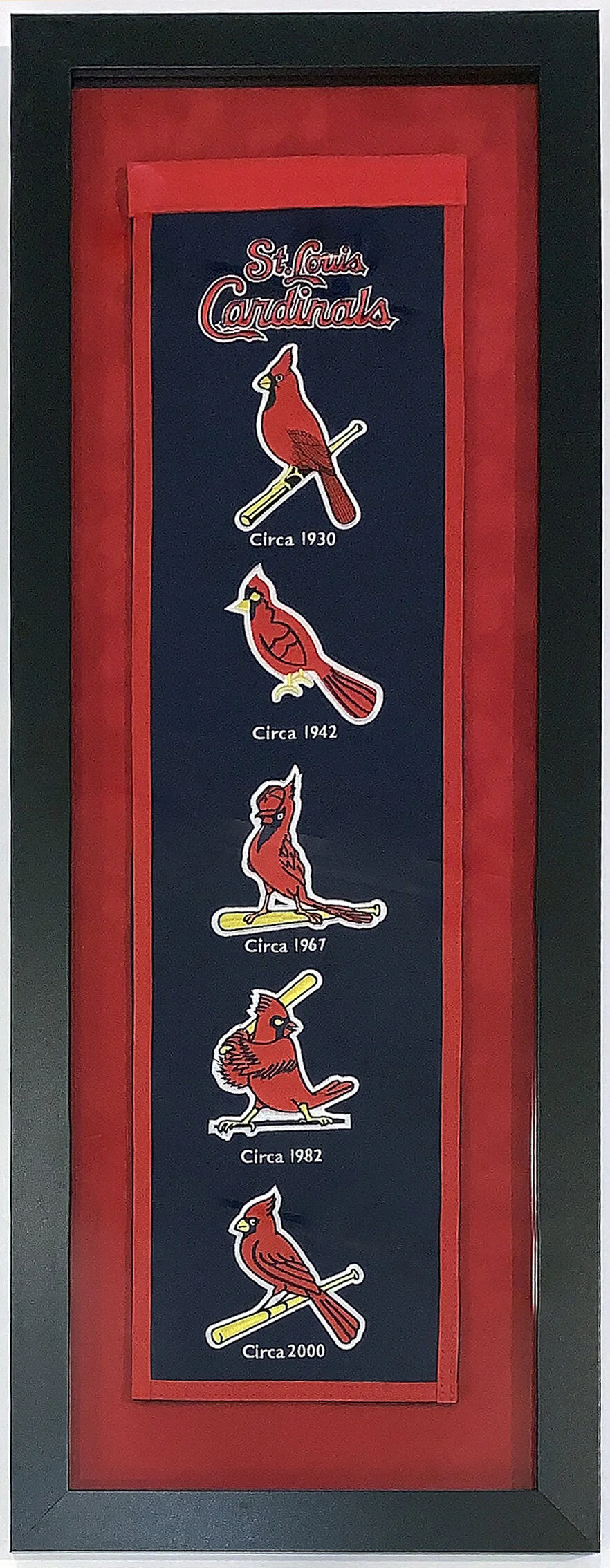 St Louis Cardinals Heritage Logo Banner - Professionally Framed with Suede Matting 38x16