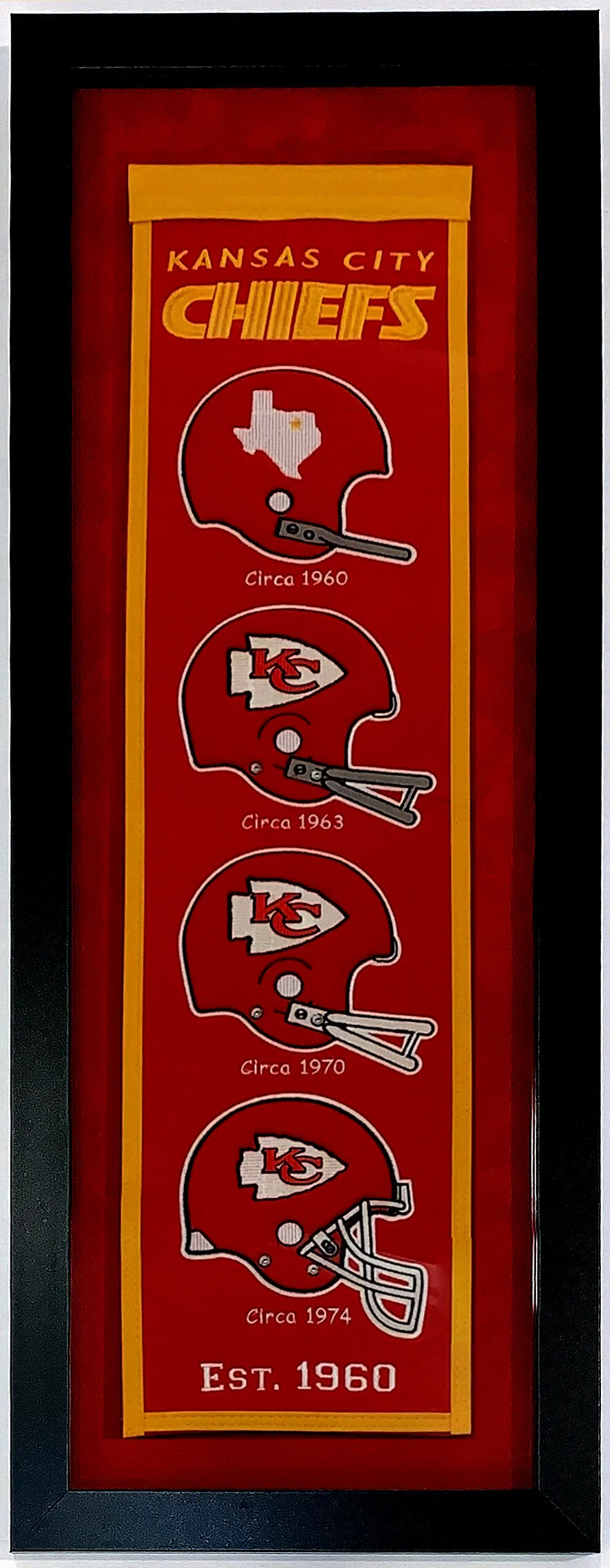 Kansas City Chiefs Heritage Logo Banner - Professionally Framed with Suede Matting 38x16