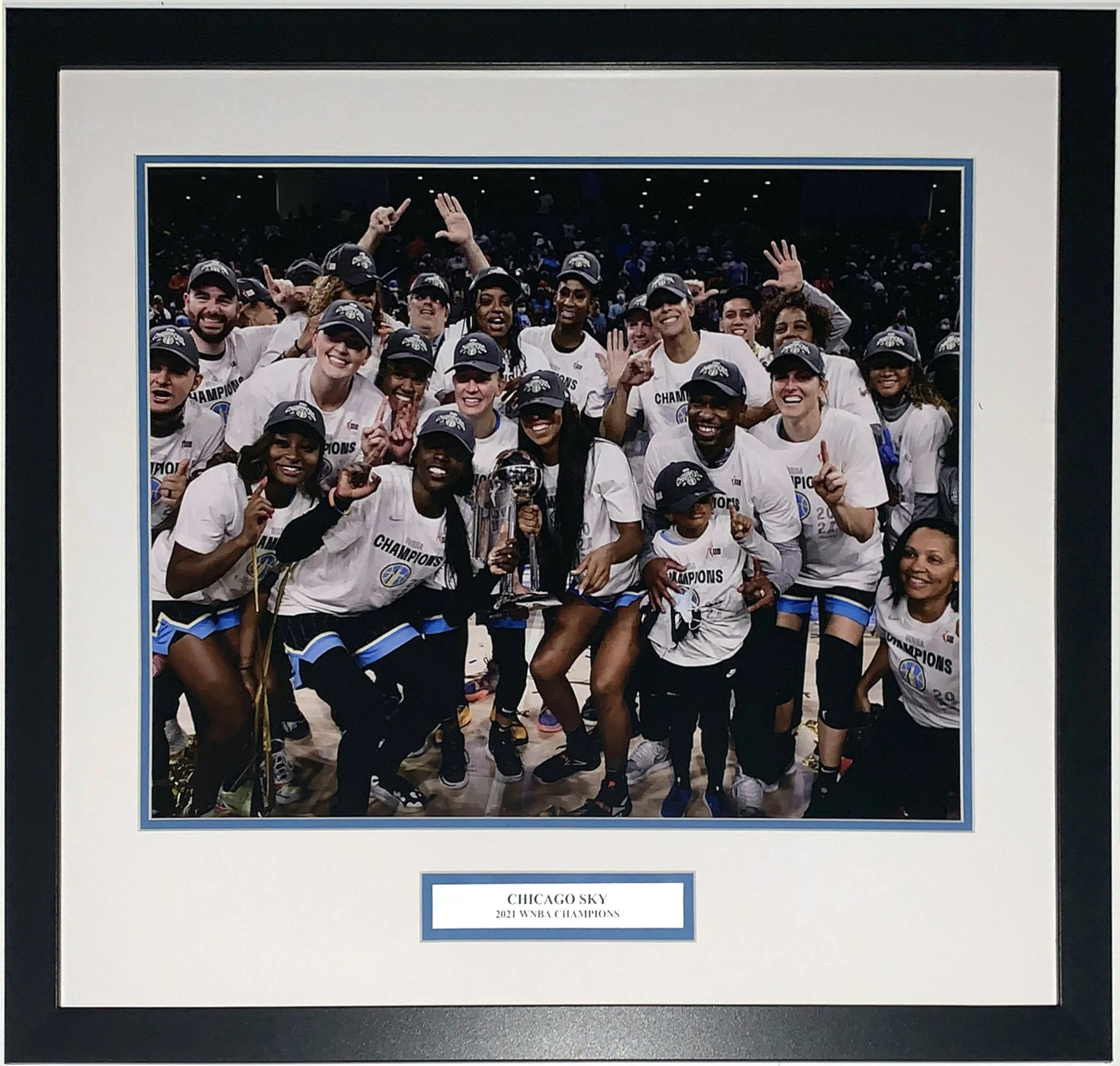 Chicago Sky 2021 WNBA Championship Team Celebration 16x20 Photo - Professionally Framed and Champions Plate