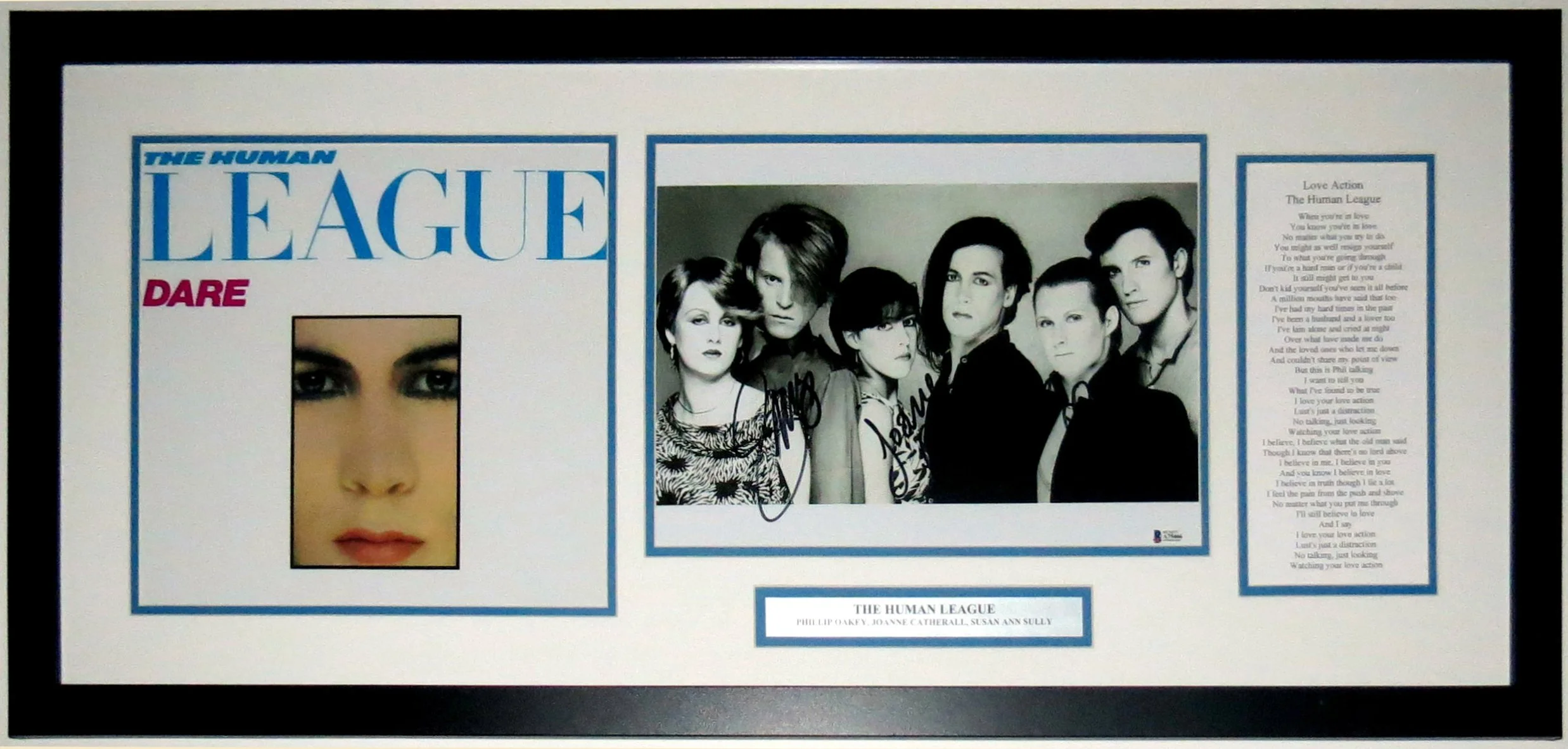 The Human League Band Signed 11x14 Press Photo and Dare Album &amp; Lyrics - Professionally Framed