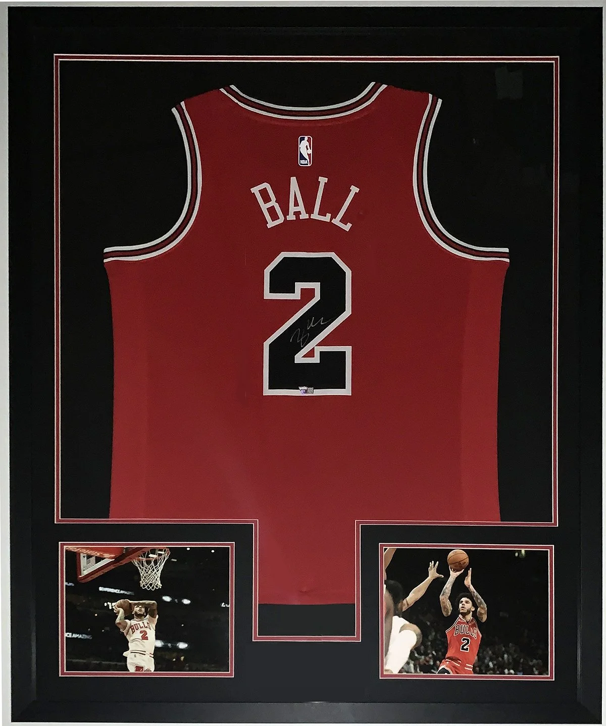 Lonzo Ball Signed Authentic Nike Chicago Bulls Jersey - Fanatics COA Authenticated - Professionally Framed and 8x10 Photo 34x42