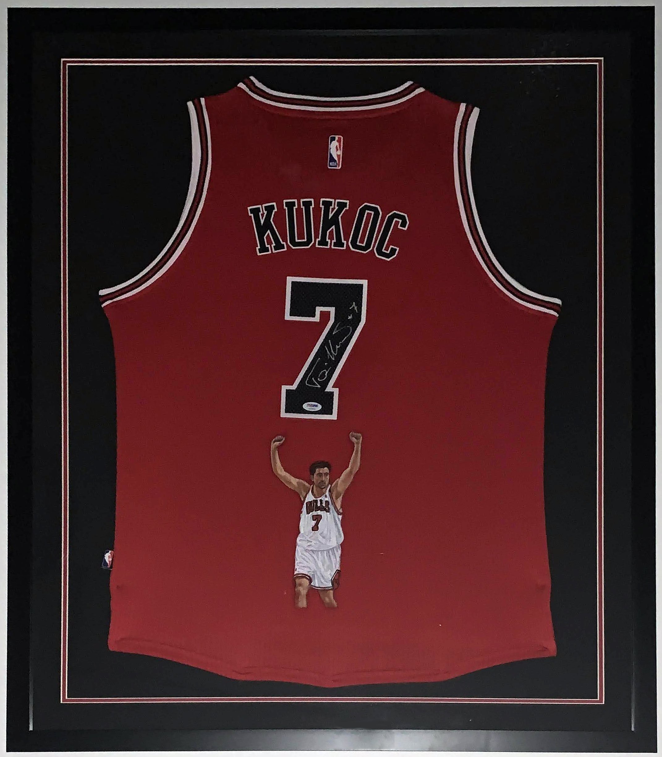 Sports Music & Framing — Toni Kukoc Signed Authentic Nike Chicago Bulls Jersey with Painted Celebration Portrait PSA DNA COA