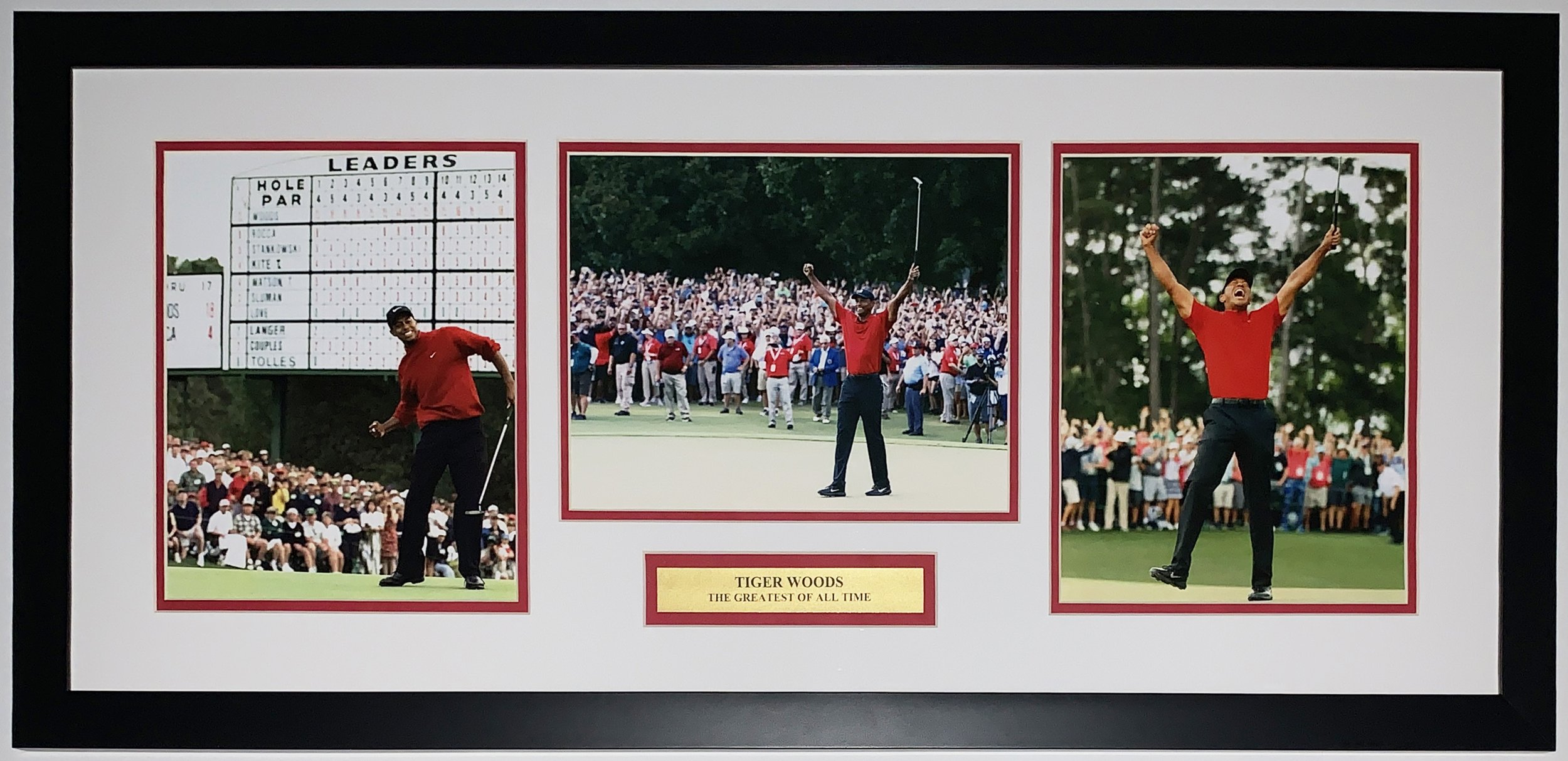 Tiger Woods Masters Championship 3 8x10 Photo Set - Professionally Framed and Greatest of All Time Plate 32x16