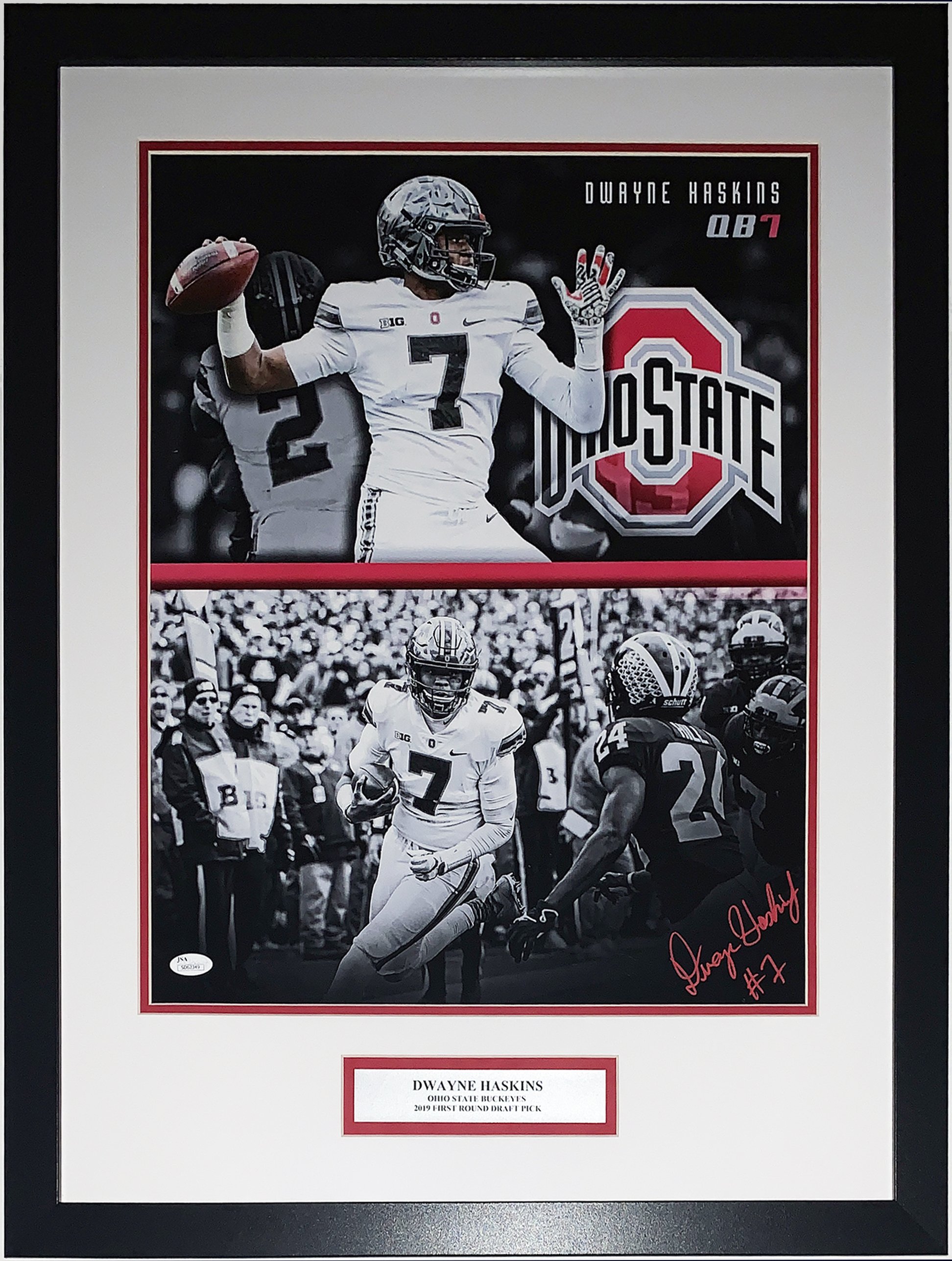Dwayne Haskins Signed Ohio State Buckeyes 16x20 Photo - JSA COA Authenticated - Professionally Framed & Plate