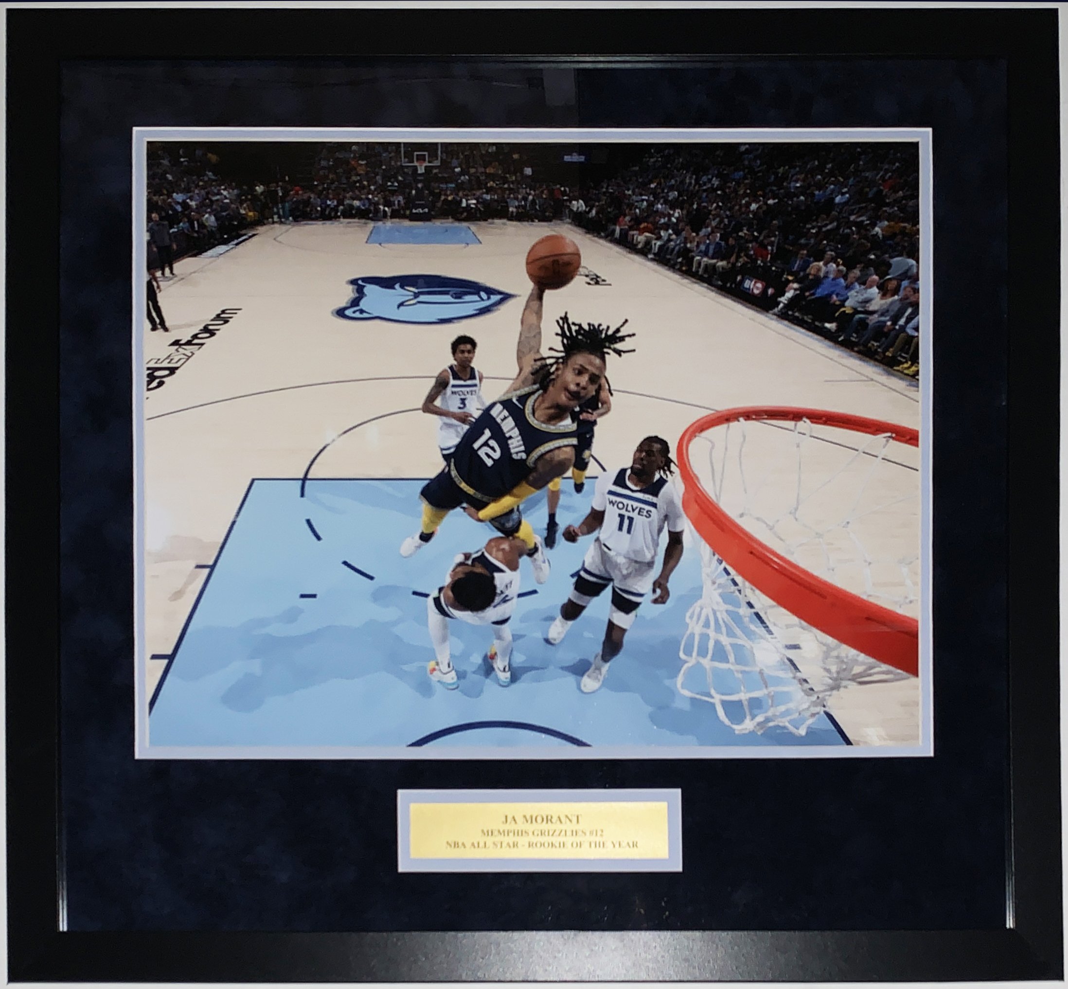 Ja Morant Memphis Grizzlies 2022 NBA Playoffs Slam Dunk 16x20 Photo - Professionally Framed and All Star Plate