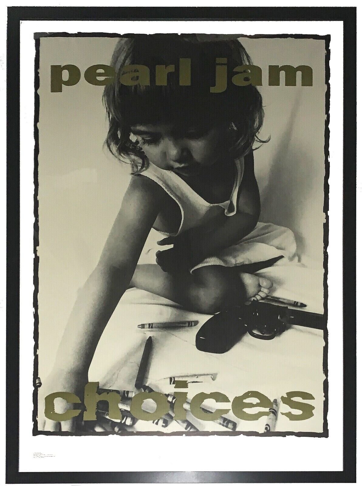 Bleachers Sports Music & Framing — Original Vintage 1992 Pearl Jam ' Choices  ' 42x60 Subway Poster - Professionally Framed