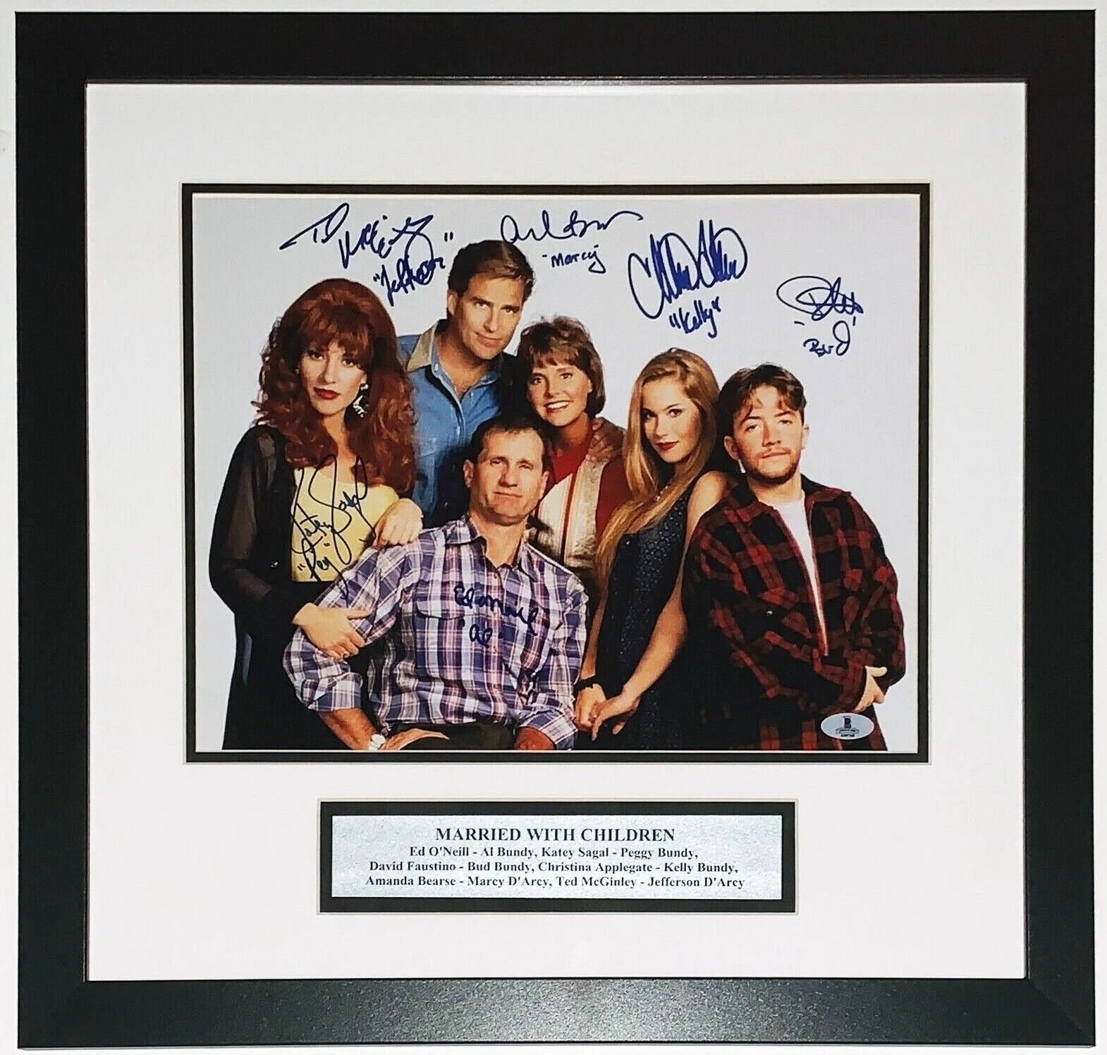 Married With Children Cast Signed 6x 11x14 Photo - Beckett BAS COA Authenticated - Professionally Framed and Plate