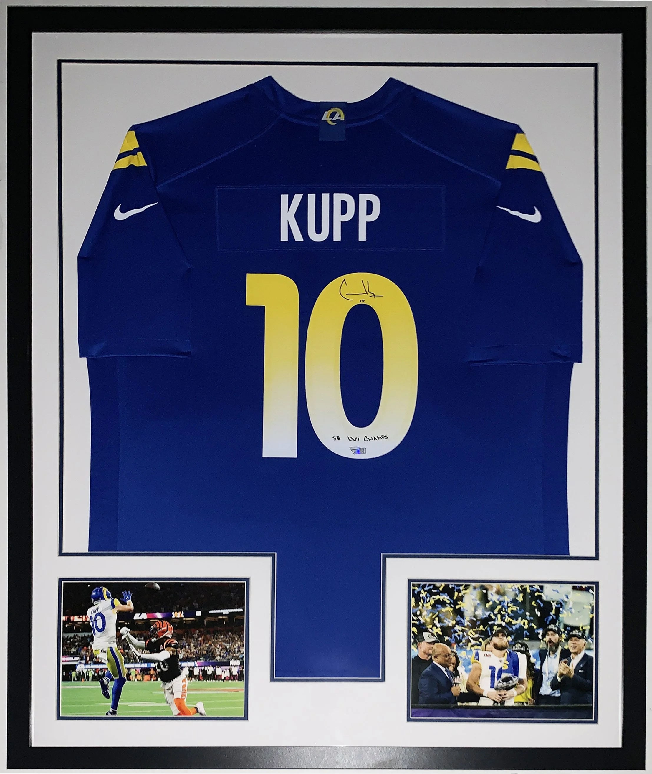 Cooper Kupp Signed Authentic Nike 2022 Los Angeles Rams Super Bowl LVI Jersey and Super Bowl LVI Champs Inscription - Fanatics COA Authenticated - Professionally Framed and Photo