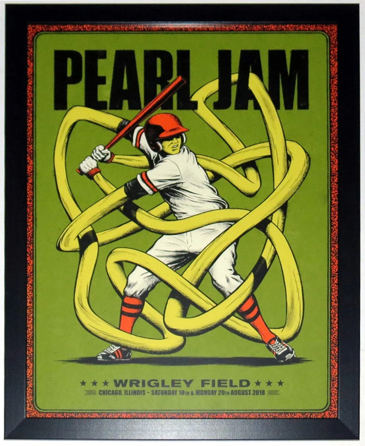 Pearl Jam Original 2018 Wrigley Field Chicago Tour Concert Poster by Andrew Fairclough 8/18/18 and 8/20/18 - Professionally Framed