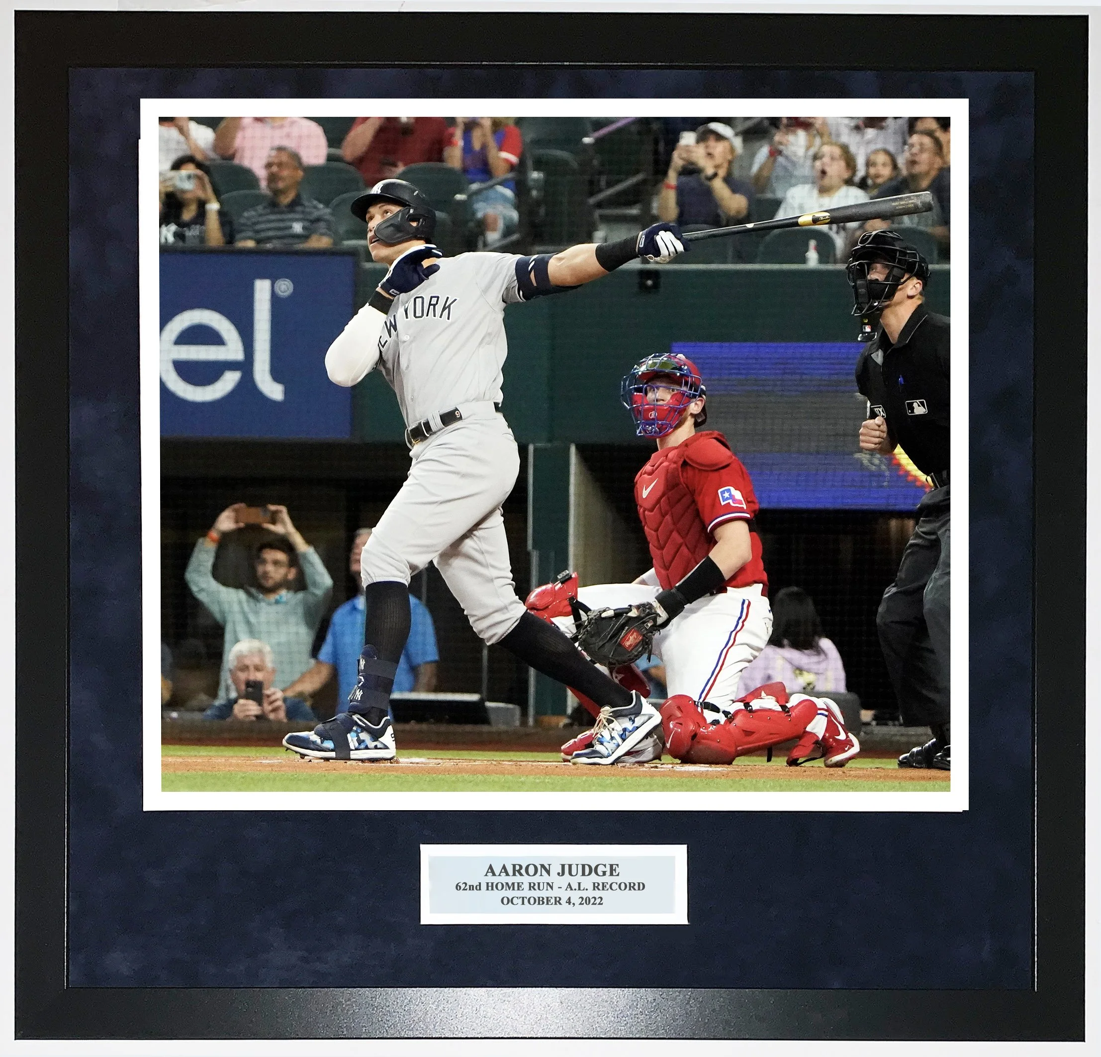 Aaron Judge 62nd Home Run Record 16x20 Photo - Professionally Framed and 62 Record Plate