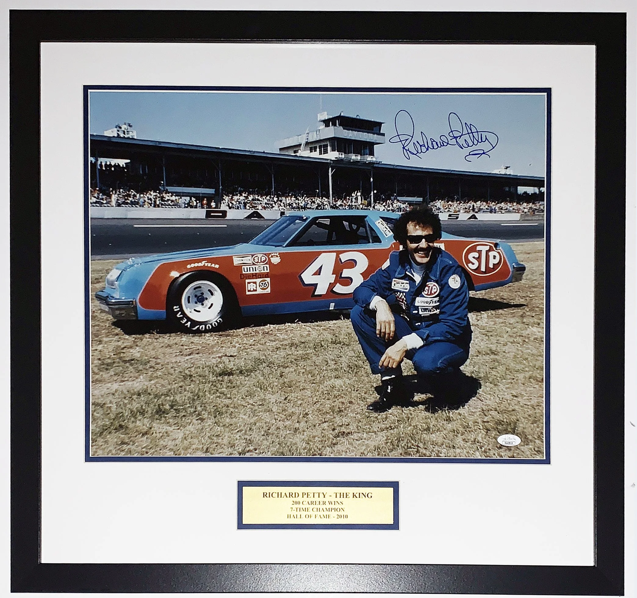 Richard Petty Signed NASCAR 16x20 Photo - JSA COA Authenticated - Professionally Framed and The King Plate