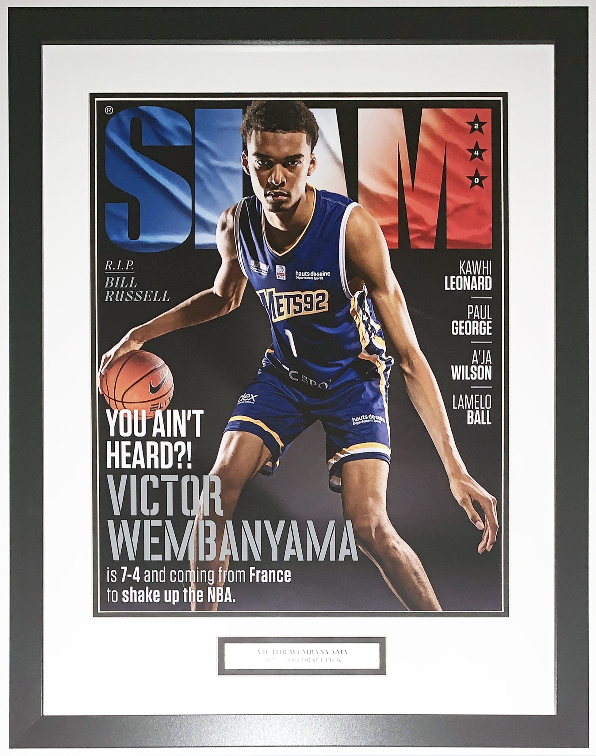 Victor Wembanyama 2022 Slam Magazine 16x20 Photo Poster and 2023 #1 NBA Draft Pick Plate - Professionally Framed