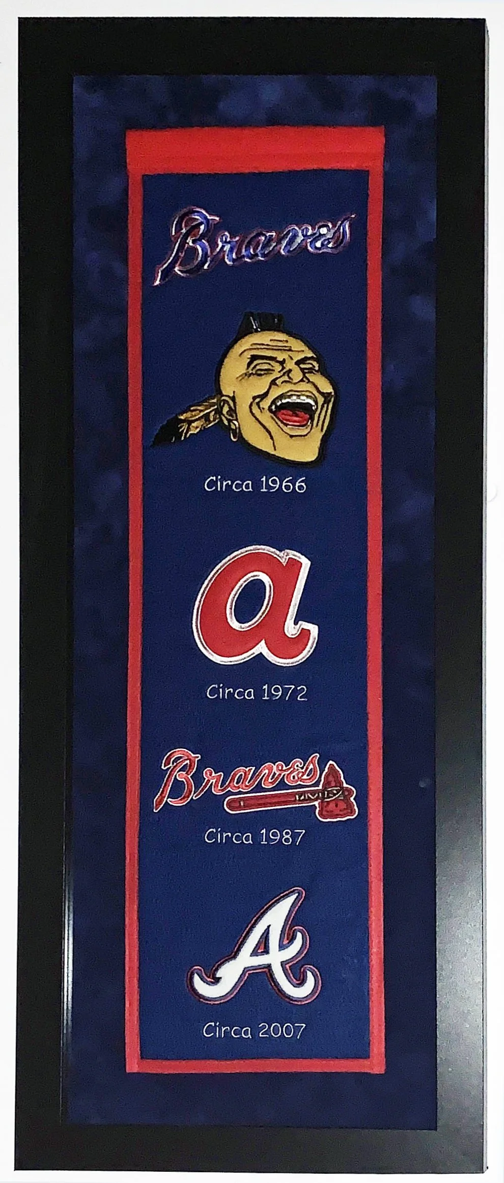 Atlanta Braves Heritage Logo Banner - Professionally Framed with Suede Matting 38x16