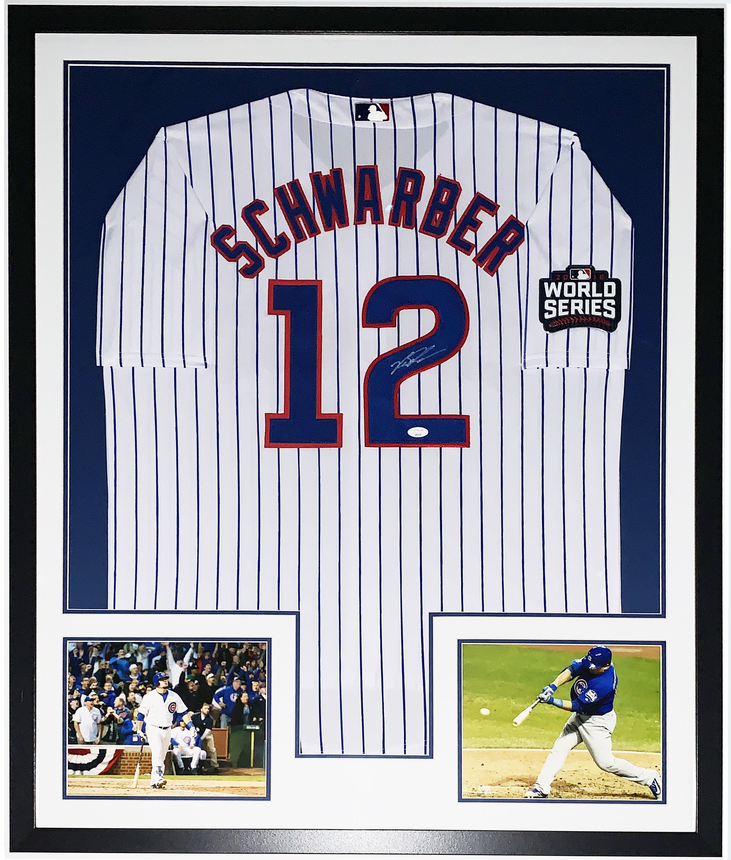 Kyle Schwarber Signed Authentic Chicago Cubs 2016 World Series Jersey - JSA Authenticated - Professionally Framed and Home Run Photo 34x42