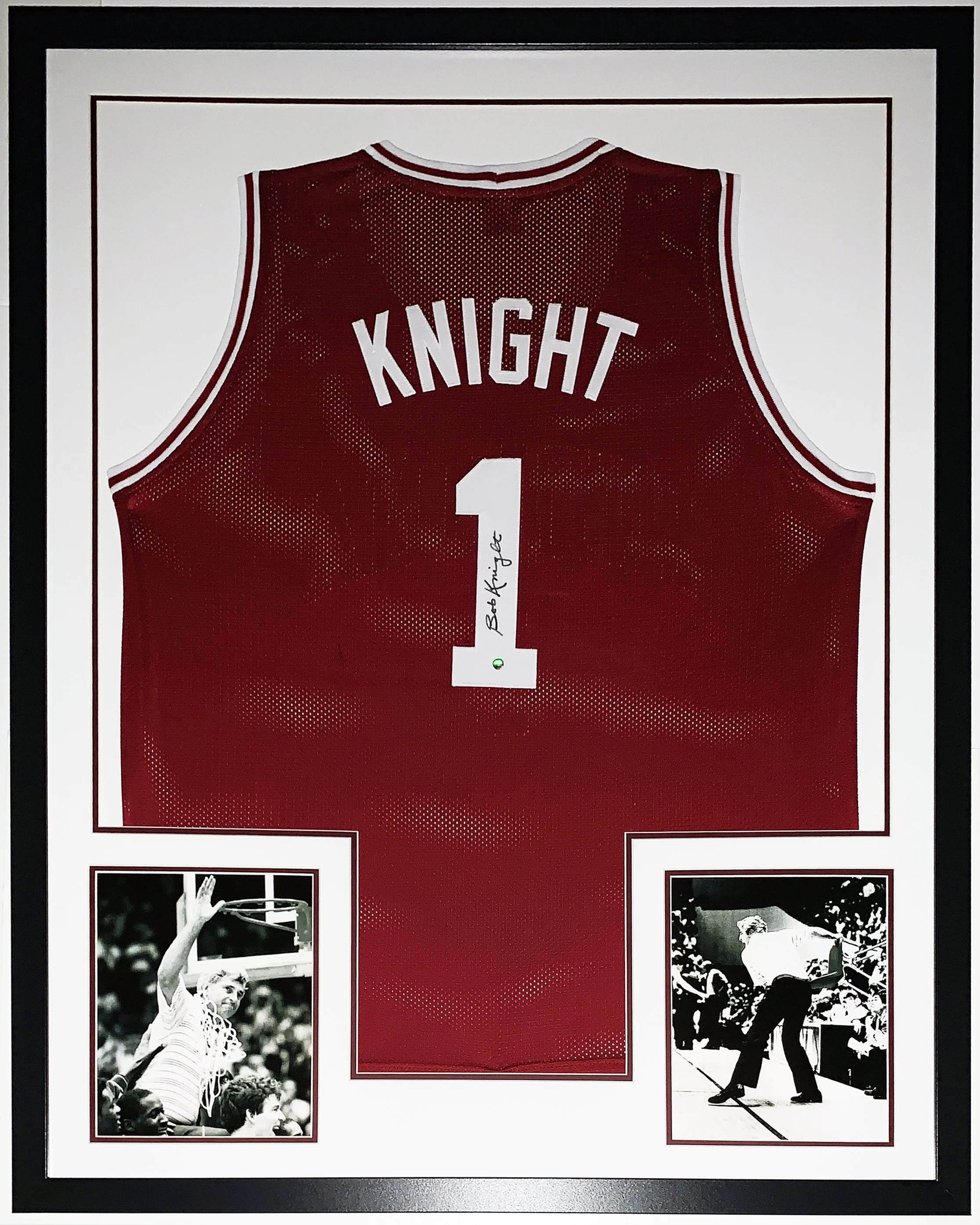 Bobby Knight Autographed Indiana Hoosiers Jersey - Steiner Sports COA Authenticated - Professionally Framed and NCAA Championship and Chair Throw Photo