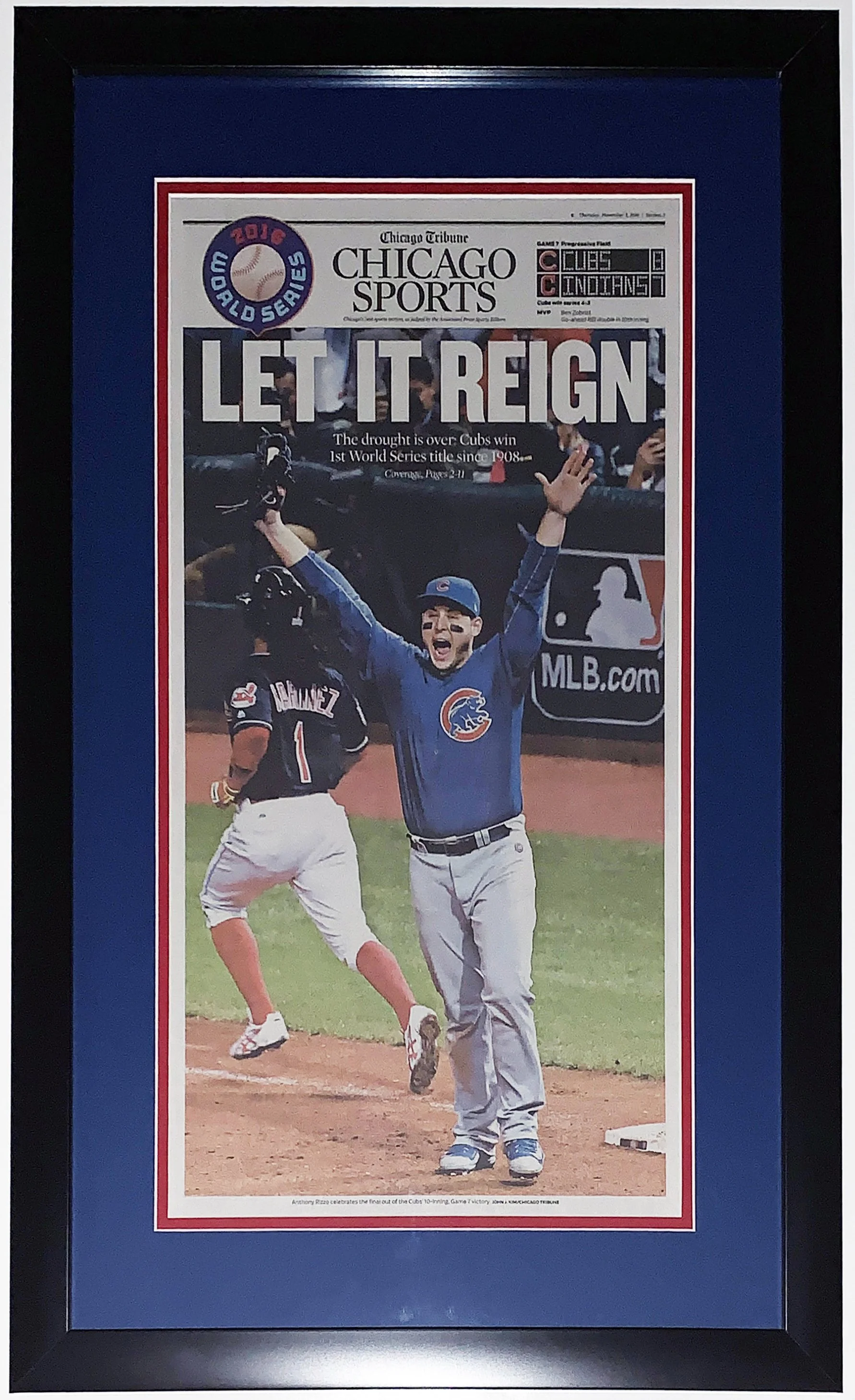 Chicago Cubs 2016 World Series Champions Chicago Tribune Sports Section Newspaper 11/3/16 - Professionally Framed 14x30