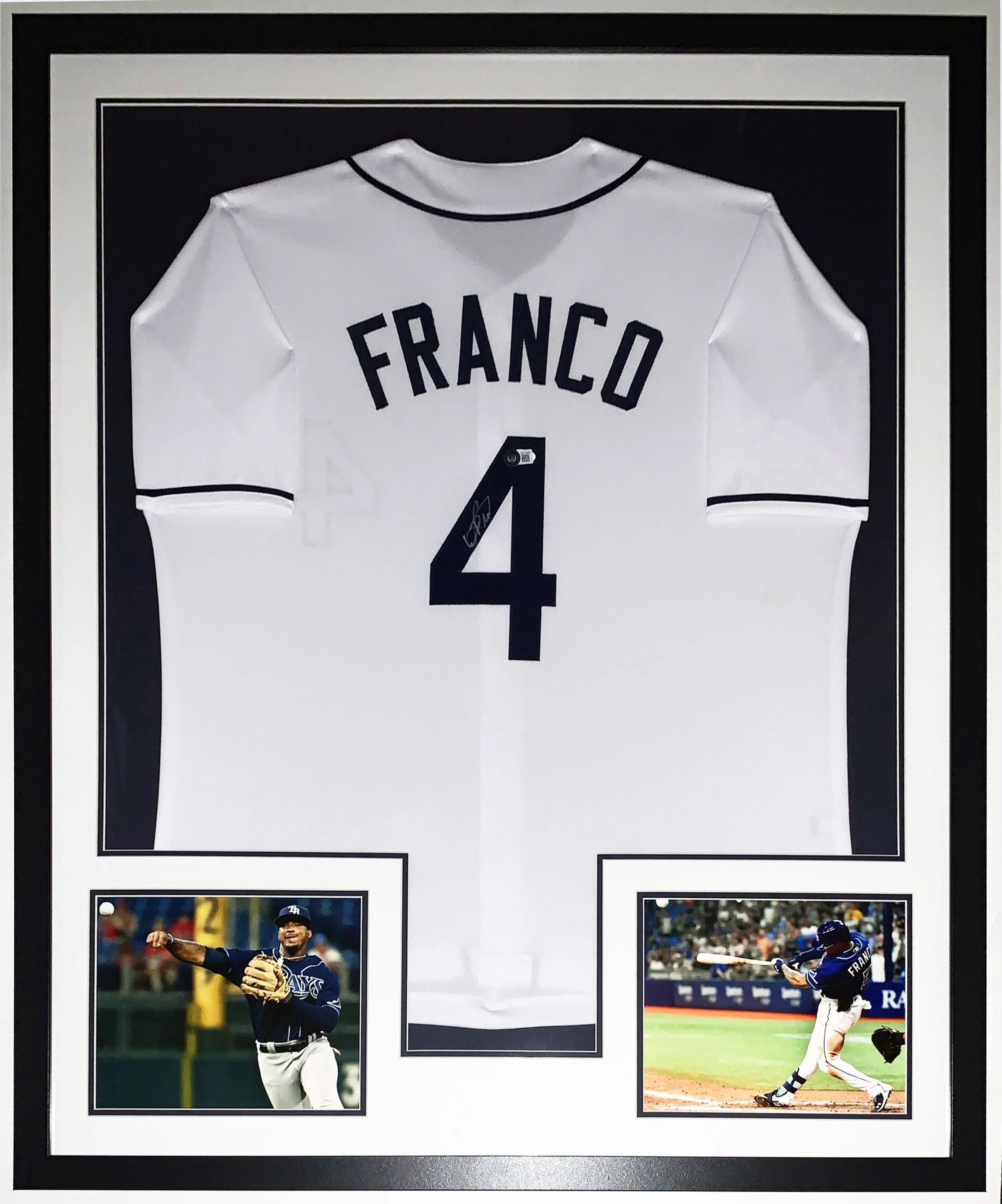 Wander Franco Autographed Tampa Bay Rays Rookie Jersey - Beckett BAS COA Authenticated - Professionally Framed and 1st Game Photo