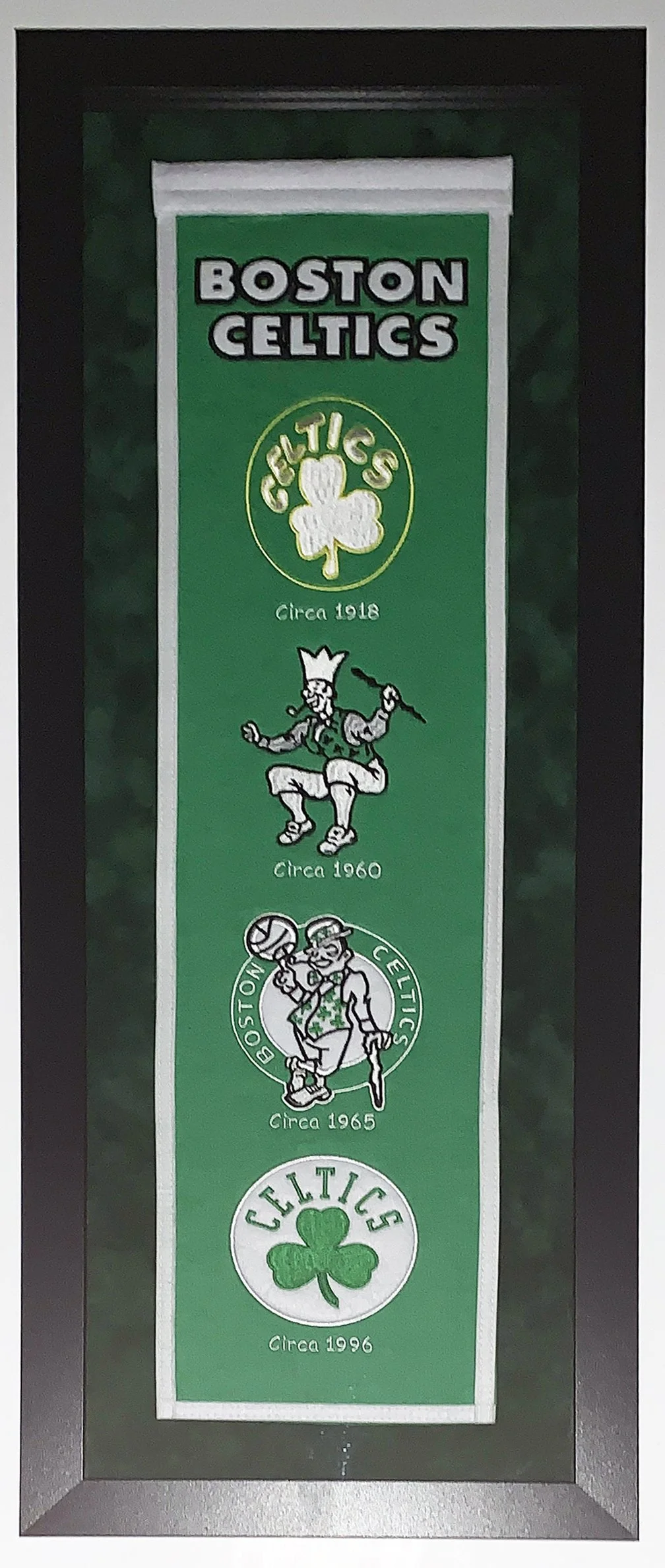 Boston Celtics Authentic Heritage Logo Banner - Professionally Framed with Suede Mat Board 38x16