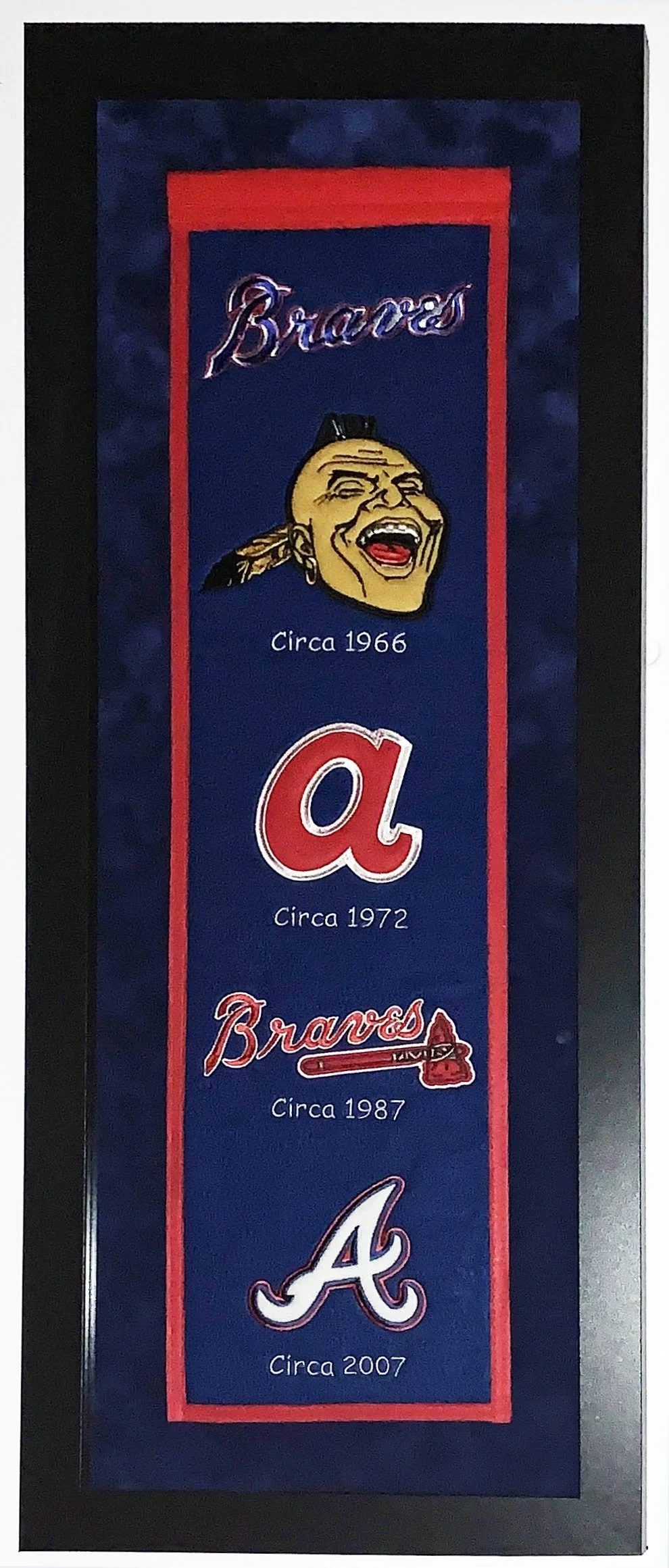 Atlanta Braves Authentic Heritage Logo Banner - Professionally Framed with Suede Mat Board 38x16