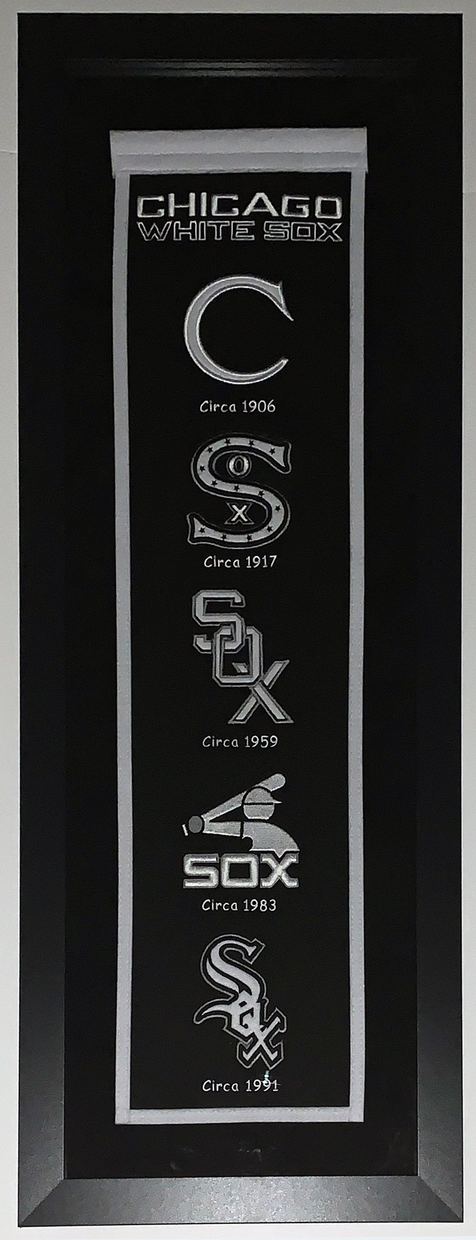 Chicago White Sox Authentic Heritage Logo Banner - Professionally Framed with Suede Mat Board 38x16
