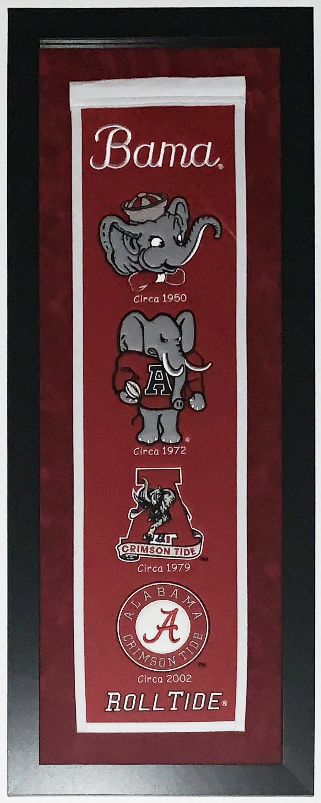 University of Alabama Crimson Tide Authentic Heritage Logo Banner - Professionally Framed with Suede Mat Board 38x16