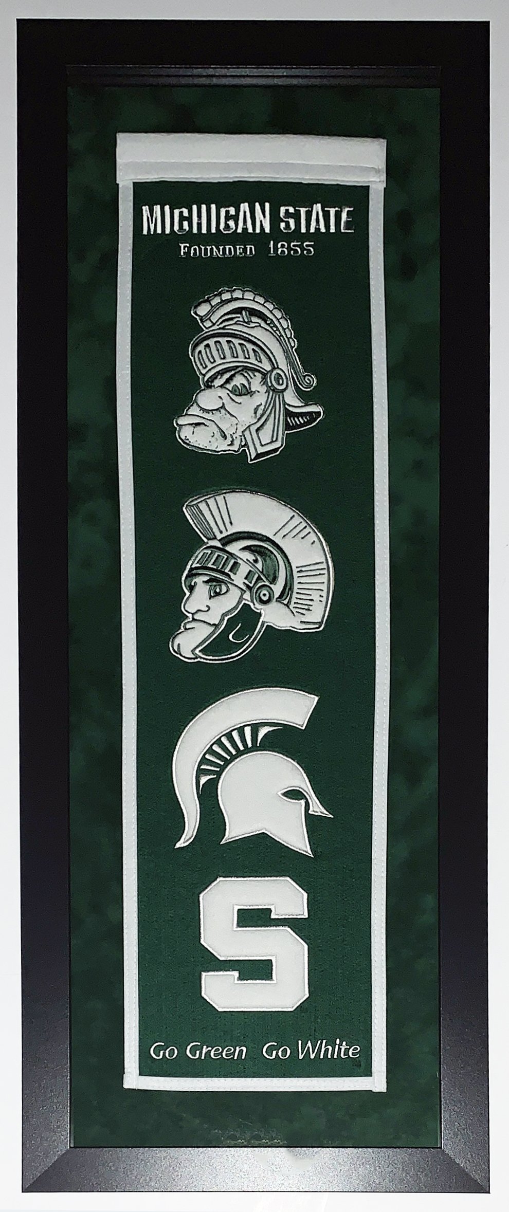 Bleachers Sports Music and Framing — University of Michigan State Spartans  Authentic Heritage Logo Banner - Professionally Framed, image size:990x2358