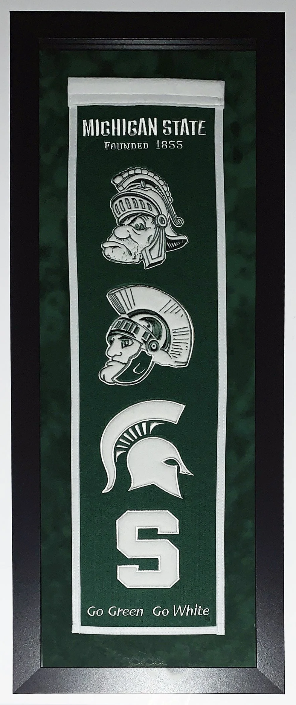 University of Michigan State Spartans Authentic Heritage Logo Banner - Professionally Framed with Suede Mat Board 38x16