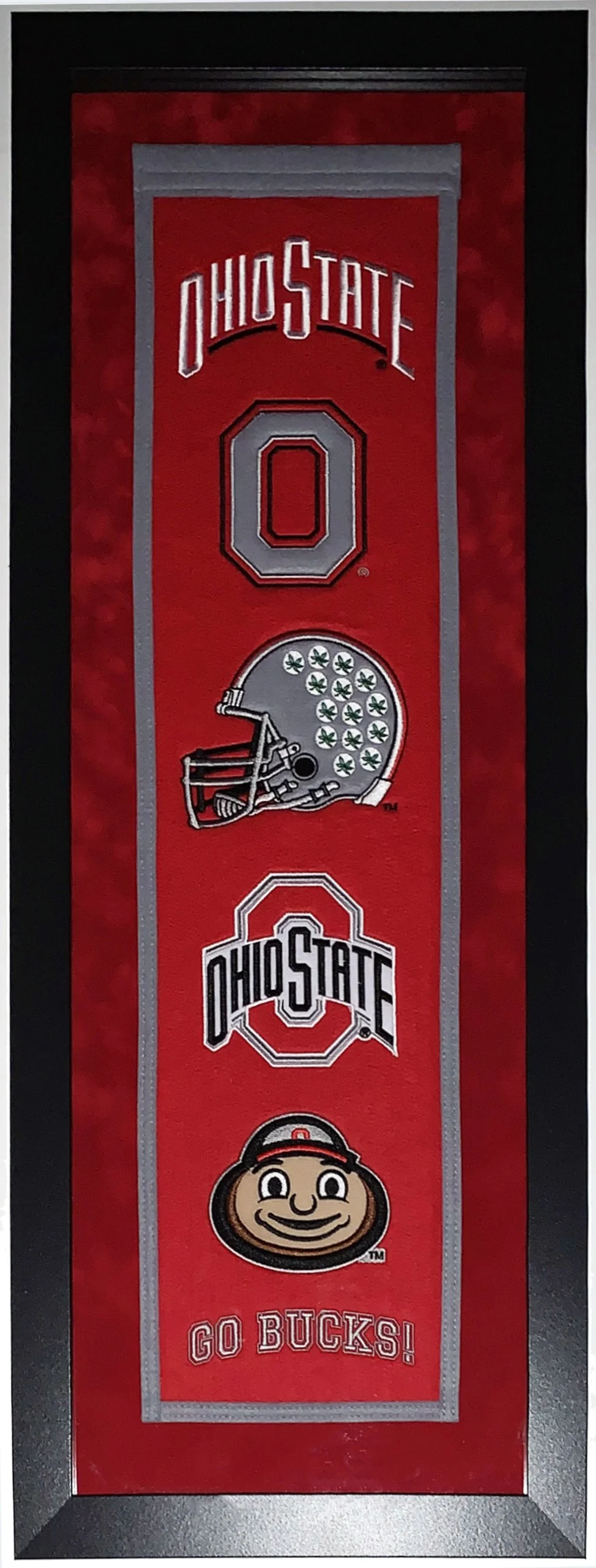 Ohio State University Buckeyes Authentic Heritage Logo Banner - Professionally Framed with Suede Mat Board 38x16
