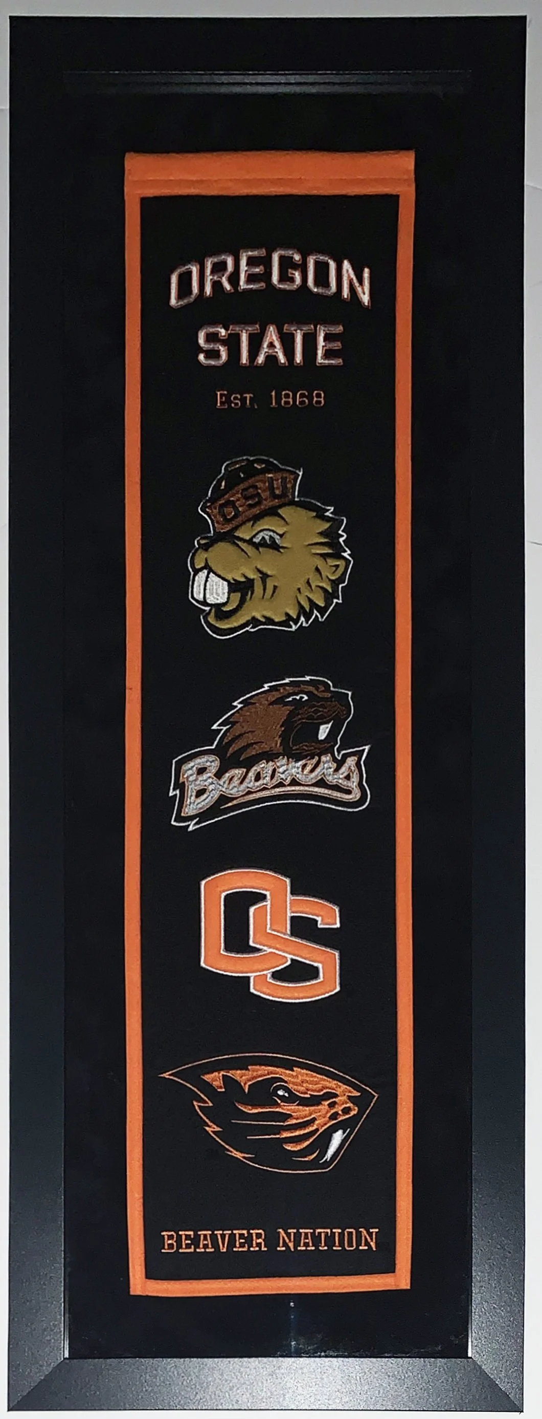Oregon State University Beavers Authentic Heritage Logo Banner - Professionally Framed with Suede Mat Board 38x16