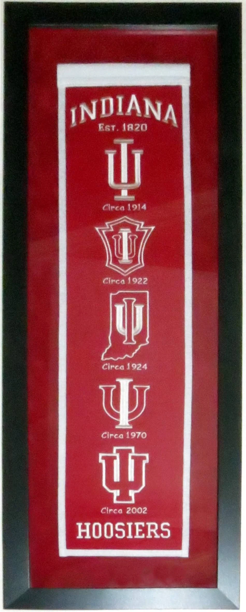 Indiana University Hoosiers Authentic Heritage Logo Banner - Professionally Framed with Suede Mat Board 38x16