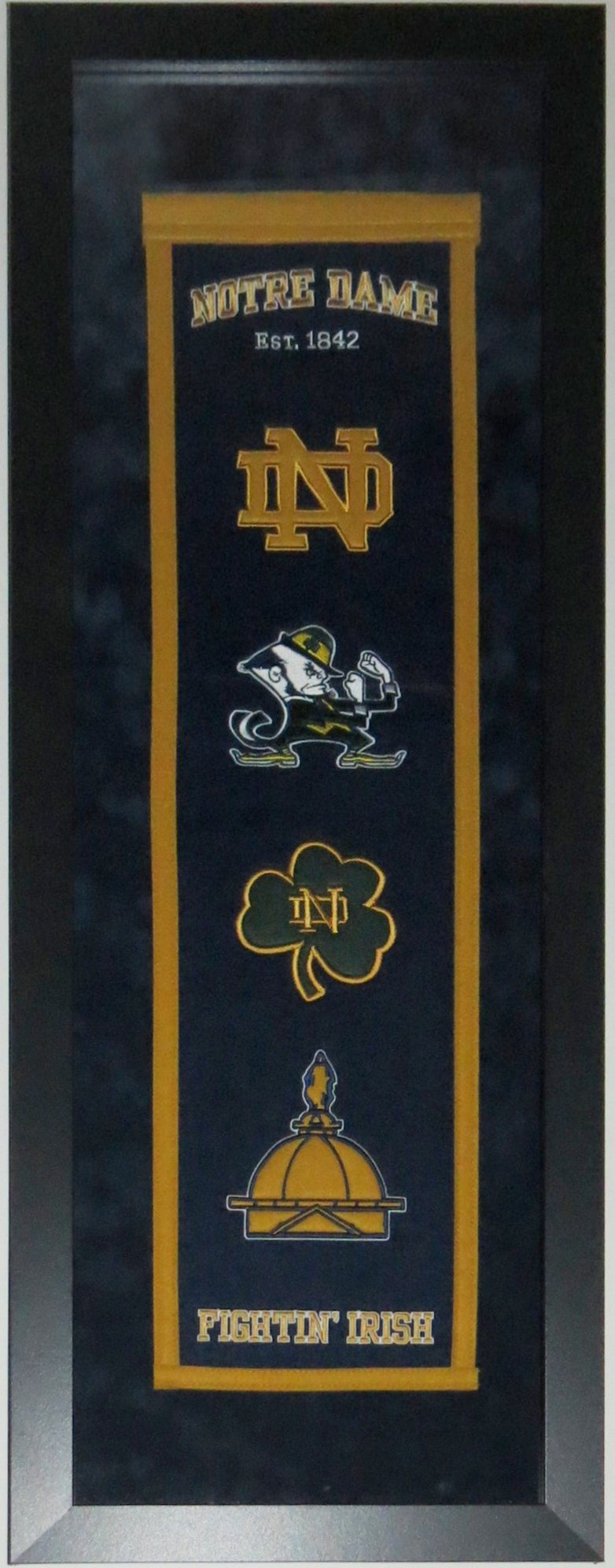 University of Notre Dame Fighting Irish Authentic Heritage Logo Banner - Professionally Framed with Suede Mat Board 38x16