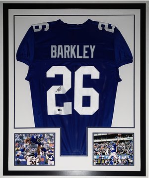 Saquon Barkley Signed 34.5x42.5 Custom Framed Jersey (JSA COA)