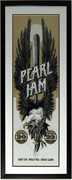 Pearl Jam Original Wrigley Field 2016 Chicago Tour Concert Poster by  Ken Taylor 8/20/16 and 8/22/16 - Professionally Framed 42x18